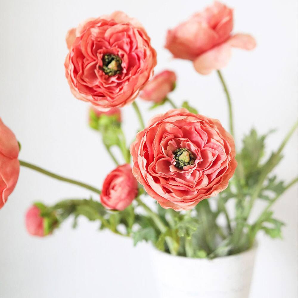 Prestige Botanicals 19.5" Artificial Salmon Pink Ranunculus Stem