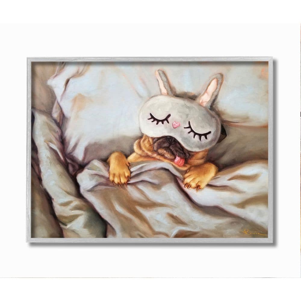 Stupell Industries Dog Nap Wall Art in Gray Frame