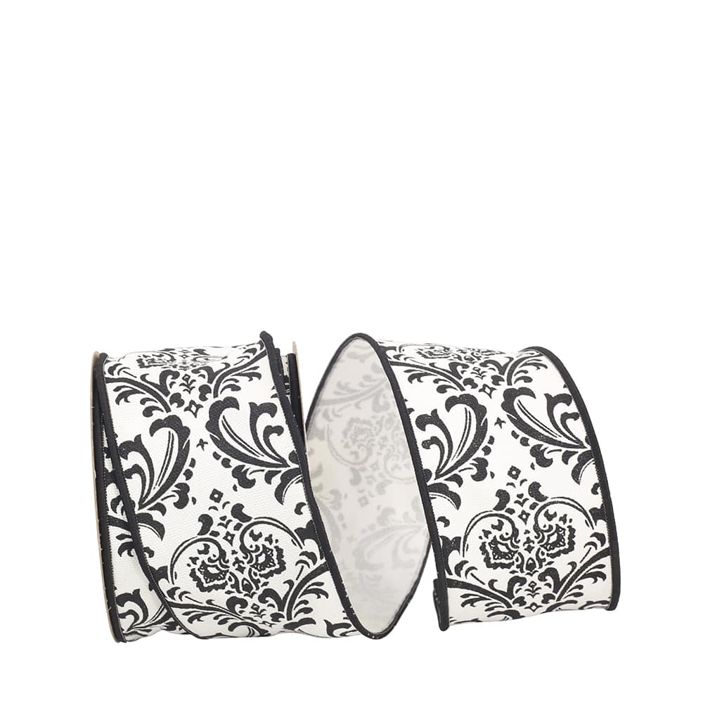 JAM Paper 2.5" x 10yd. Black & White Madison Wired Ribbon