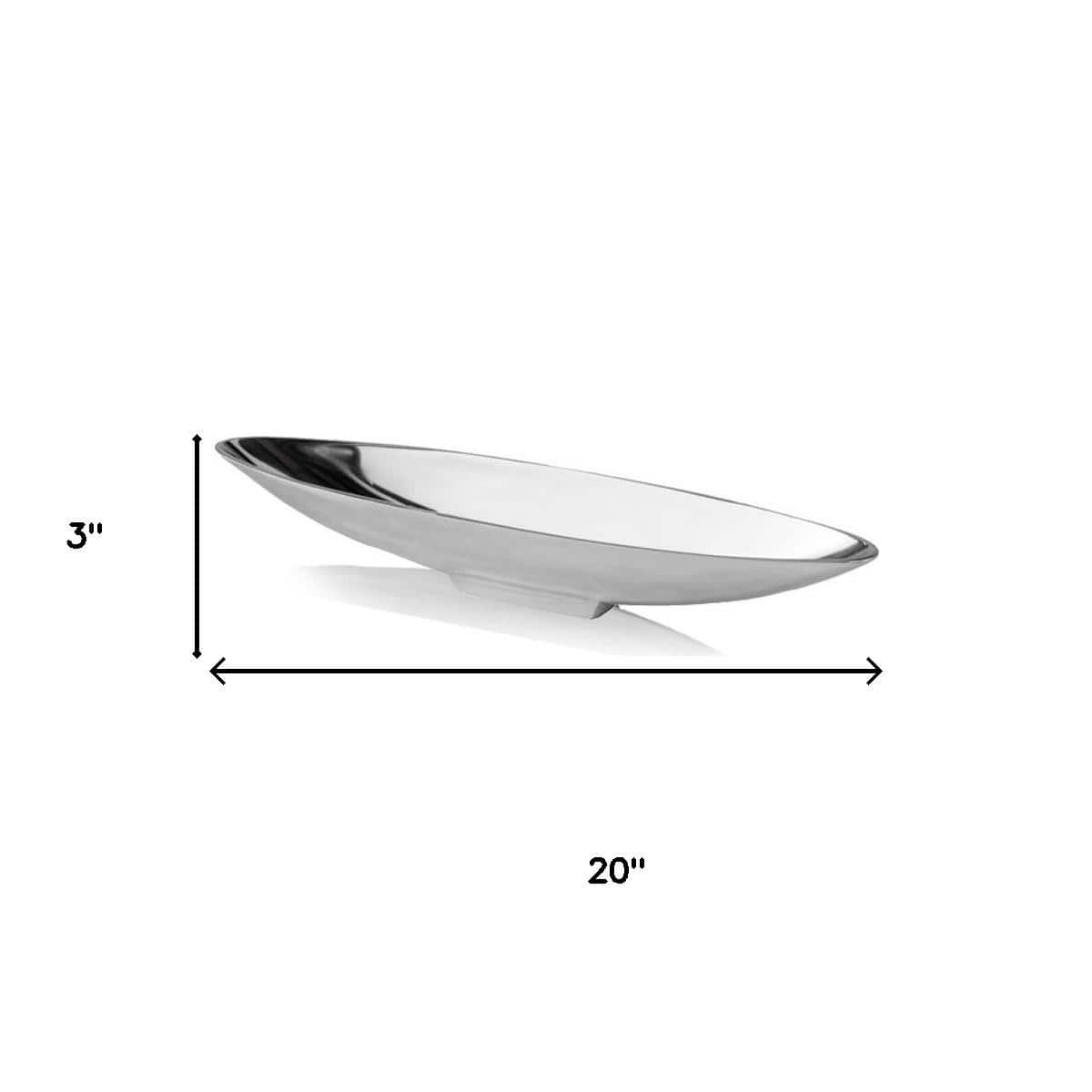 HomeRoots Shiny Silver Contempo Boat Tray