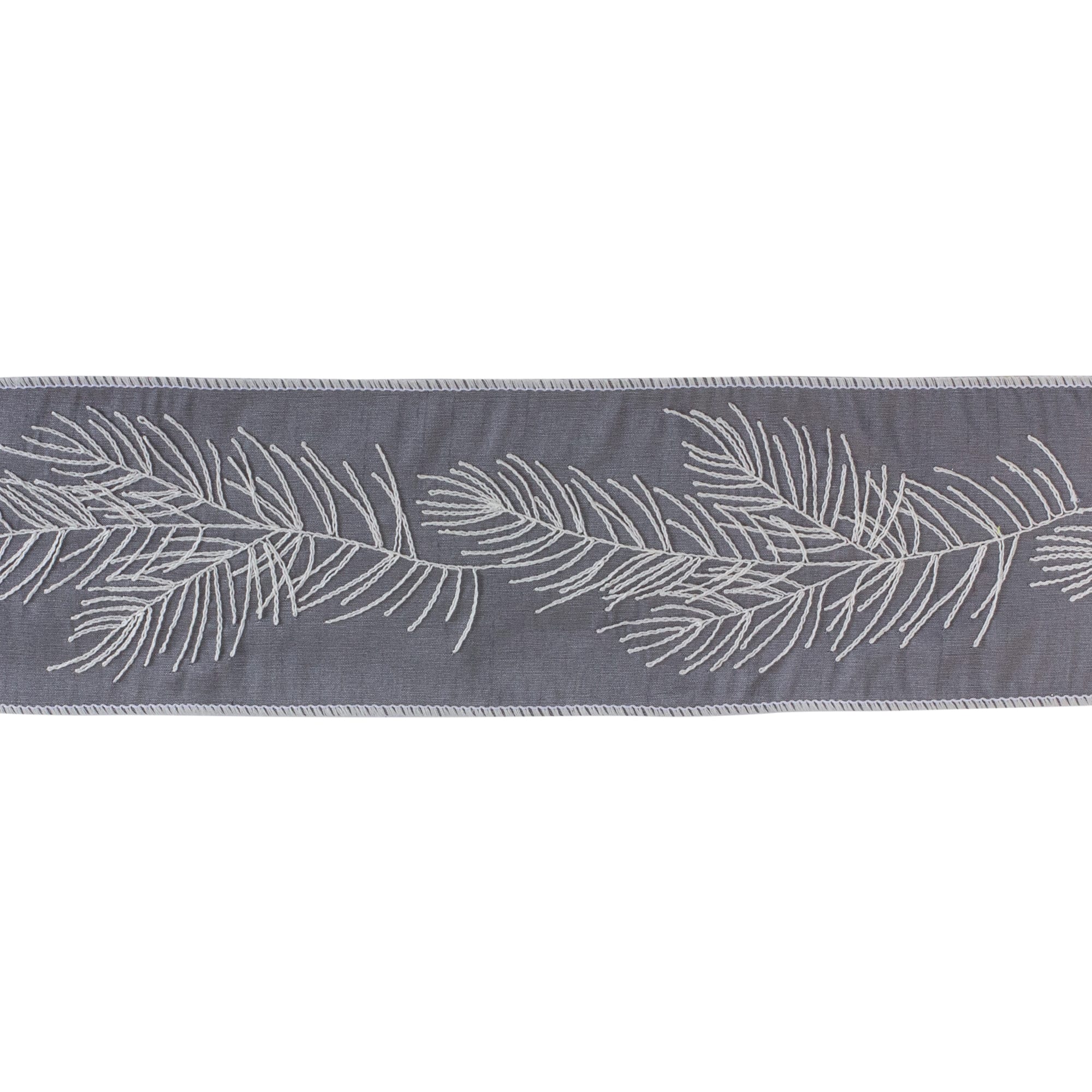 Melrose 4" x 5yd. Gray & White Pine Branch Wired Ribbon | Michaels®