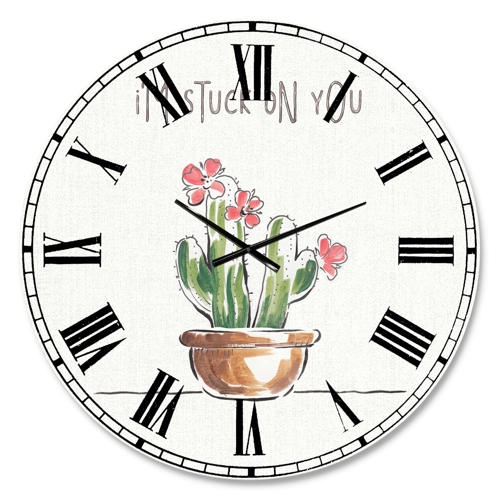 Designart 'Desert Botanical Bloom Ii Farmhouse Wall Clock