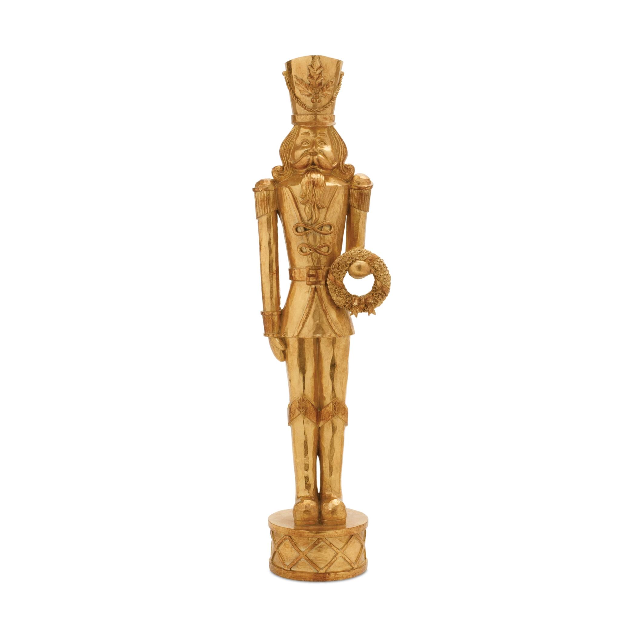 Gold Holiday Nutcracker Statue Set