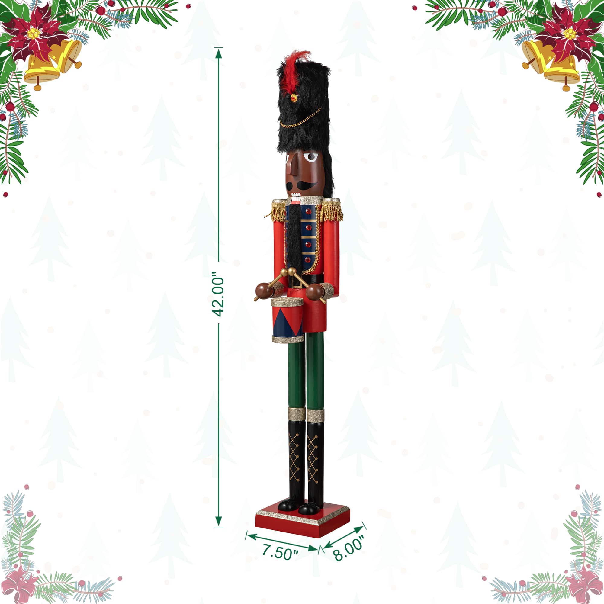 Glitzhome® 42" Wooden Christmas Soldier Nutcracker