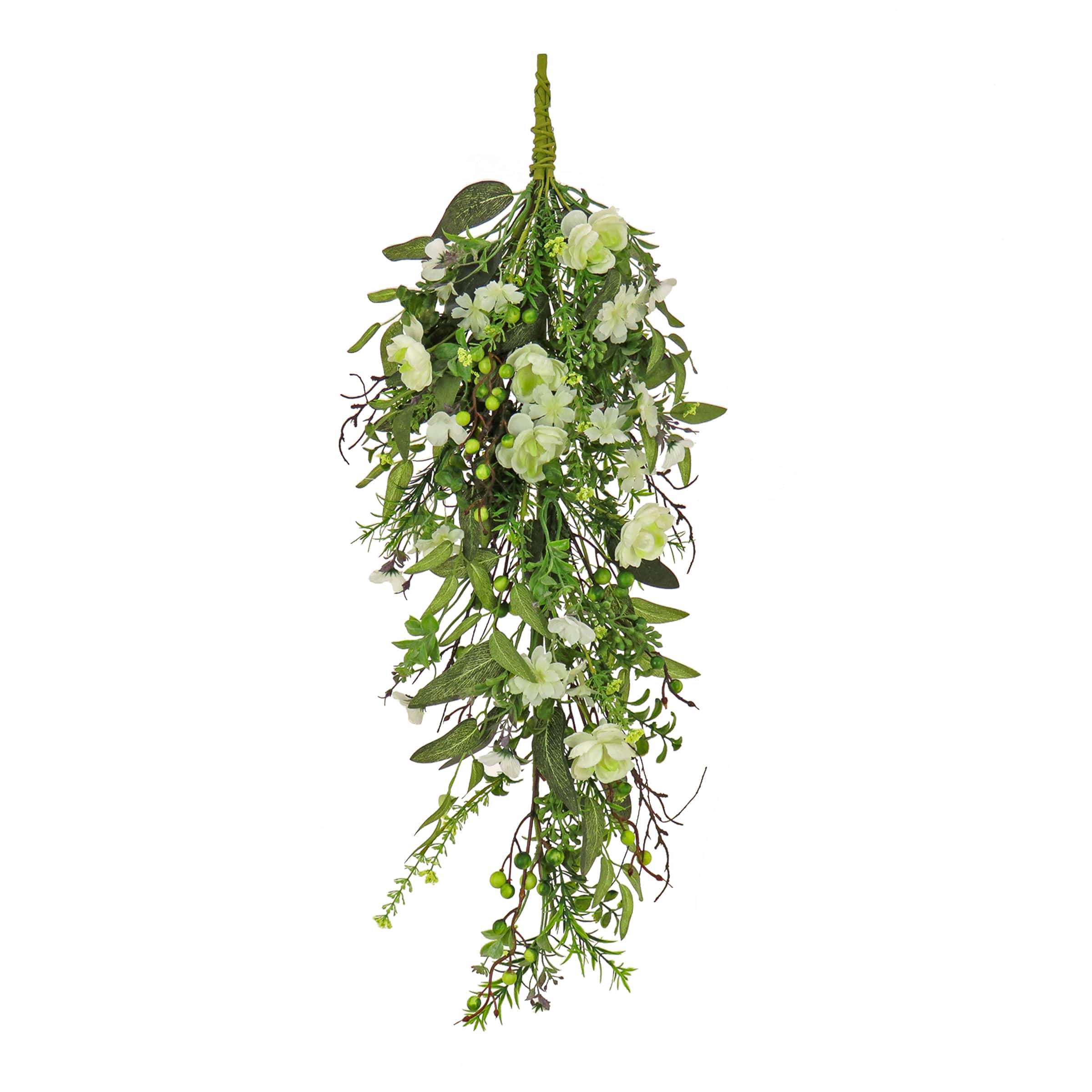 28" Blossoms & Berries Teardrop Swag