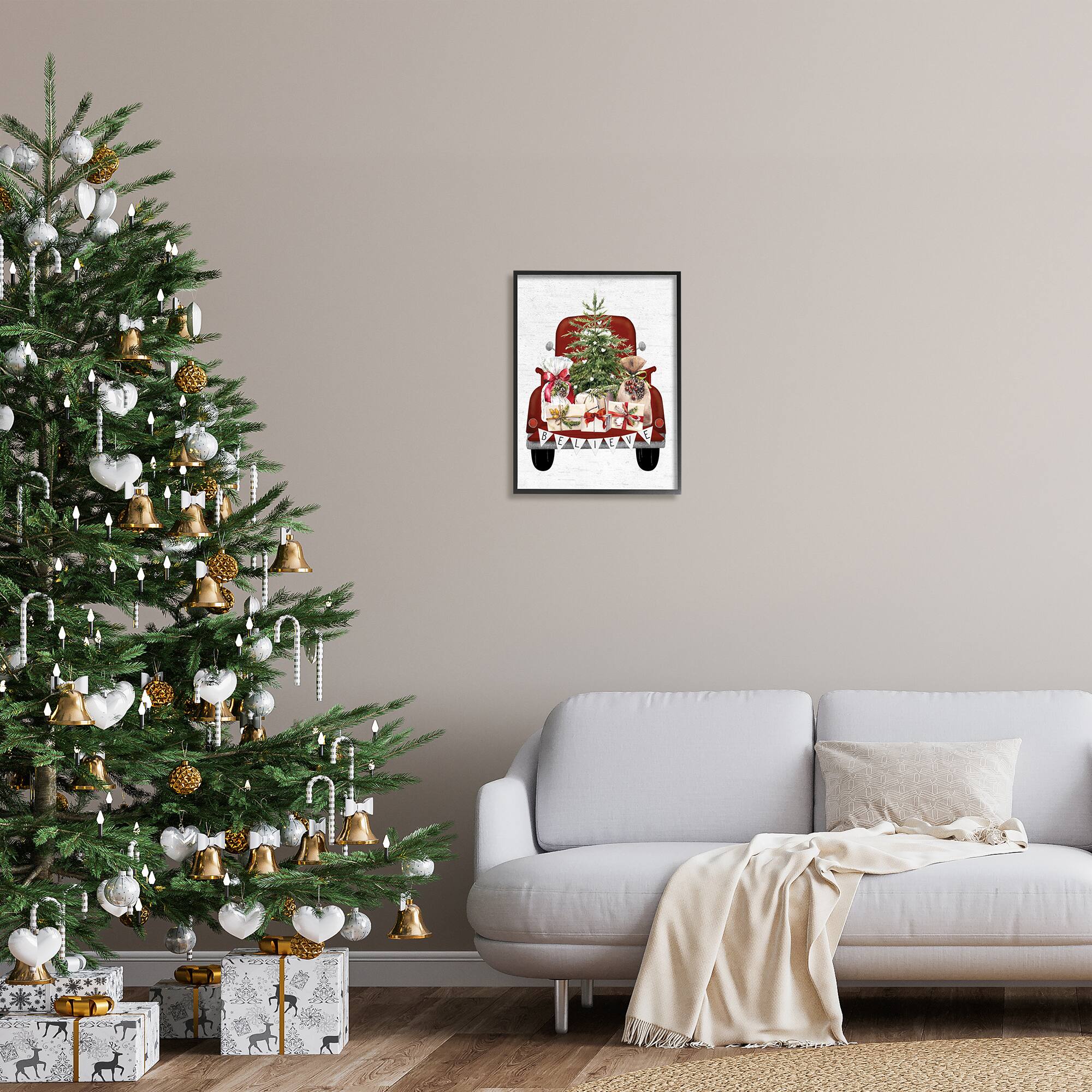 Stupell Industries Believe Seasonal Christmas Truck Framed Giclee Art