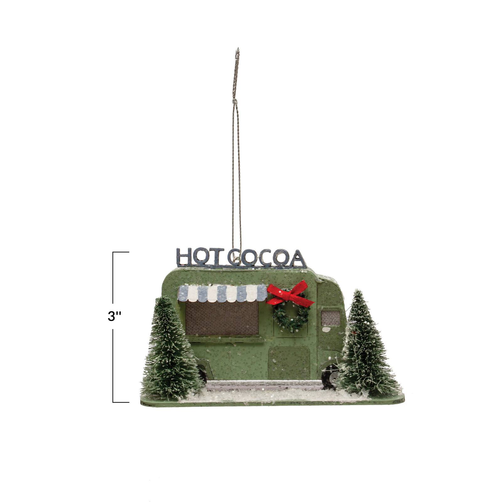 Hello Honey® Glitter & LED Paper Hot Cocoa Truck in Winter Scene Ornament