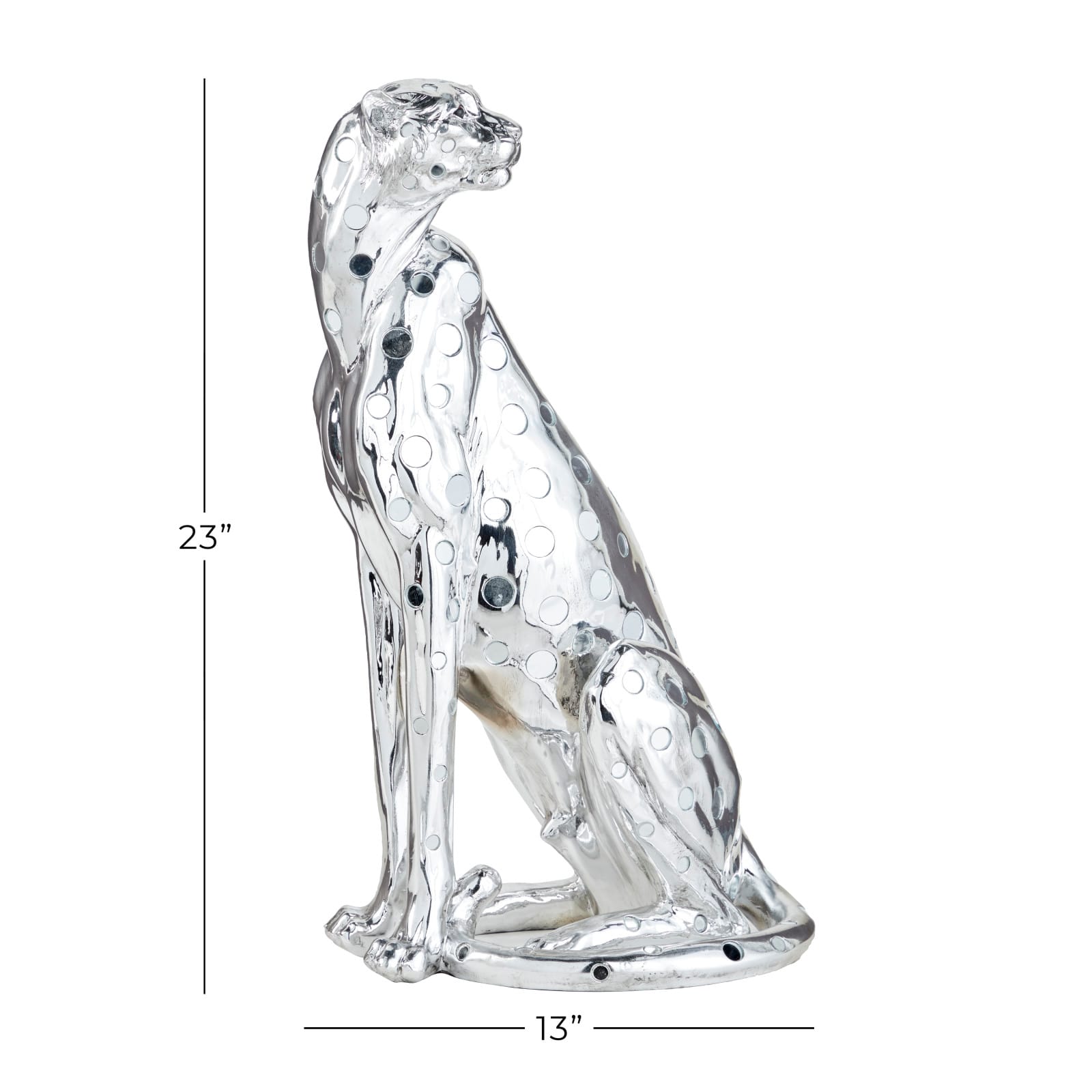 23" Silver Eclectic Leopard Sculpture