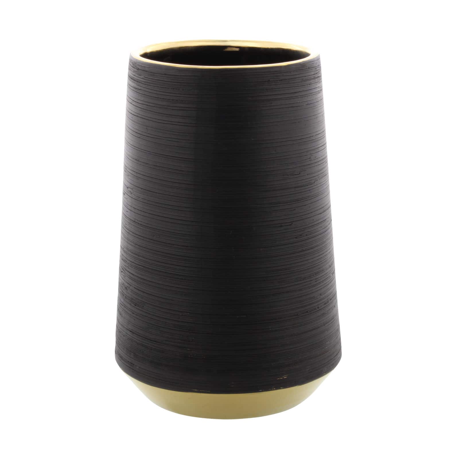 CosmoLiving by Cosmopolitan Set of 2 Black Porcelain Glam Vase, 5" x 8"