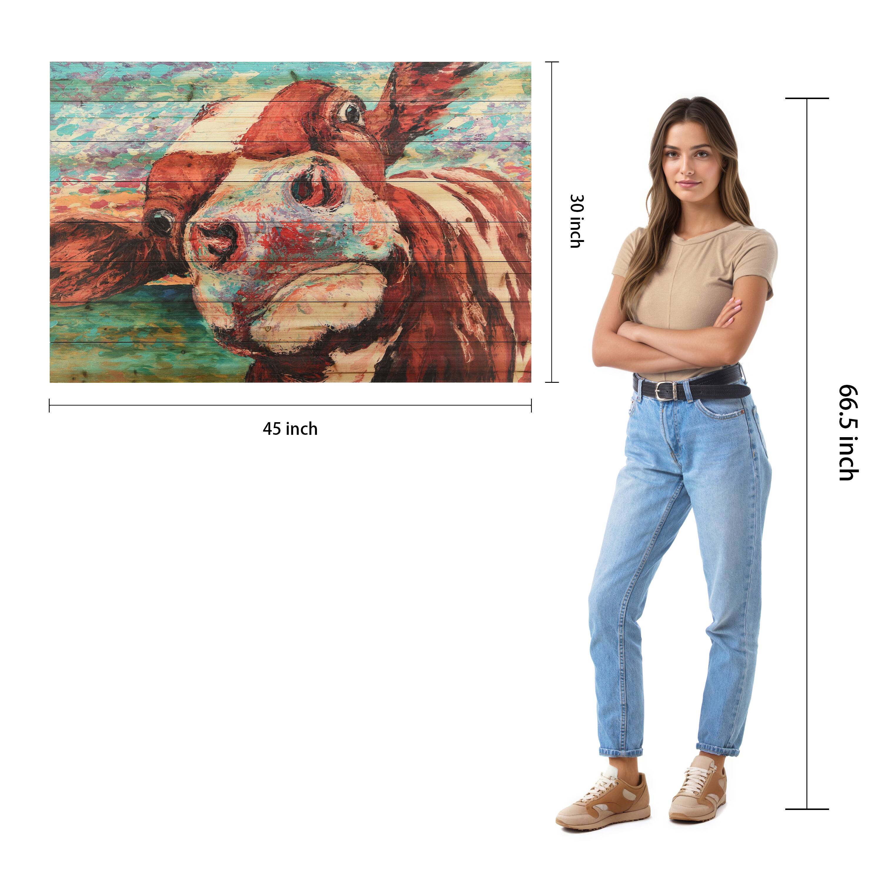Empire Art Direct Arte de Legno 30" x 45" Curious Cow 3 Wall Art