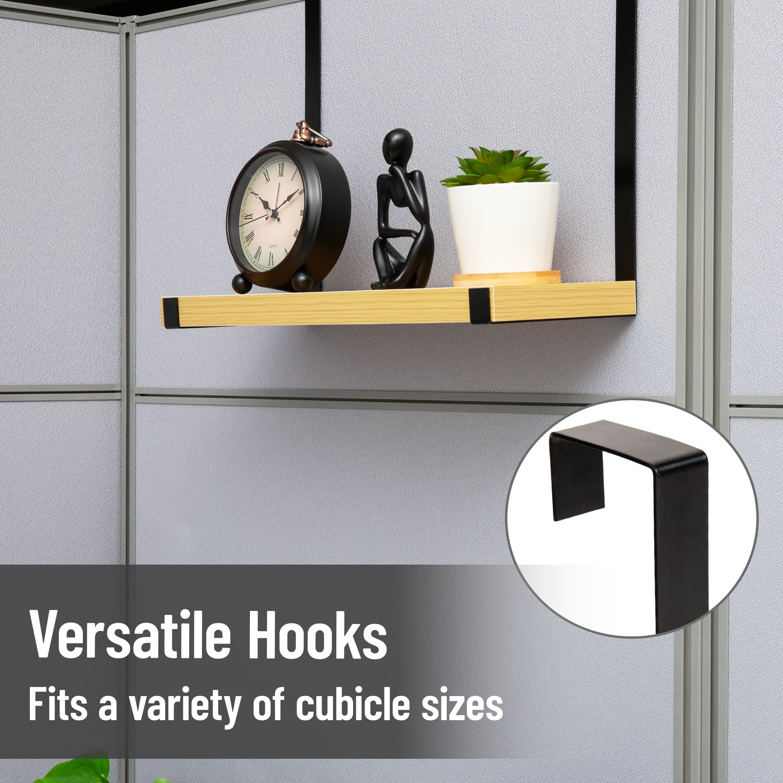 Mind Reader Hanging Cubicle Shelf Organizer, Cubicle Shelf for Office Supplies, Plants, and Decor, Easy to Install, MDF and Metal, Brown