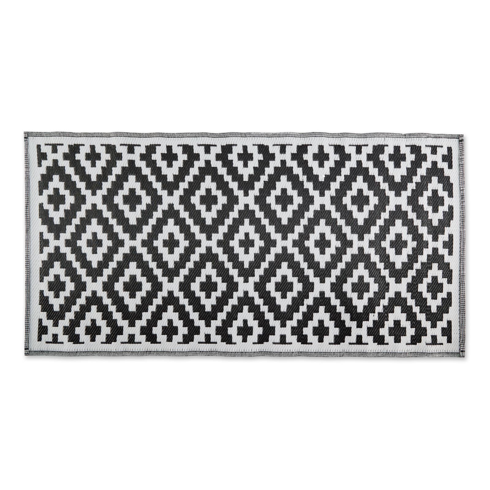 Black and White Mesa Outdoor Floor Runner 3ft. x 6ft.