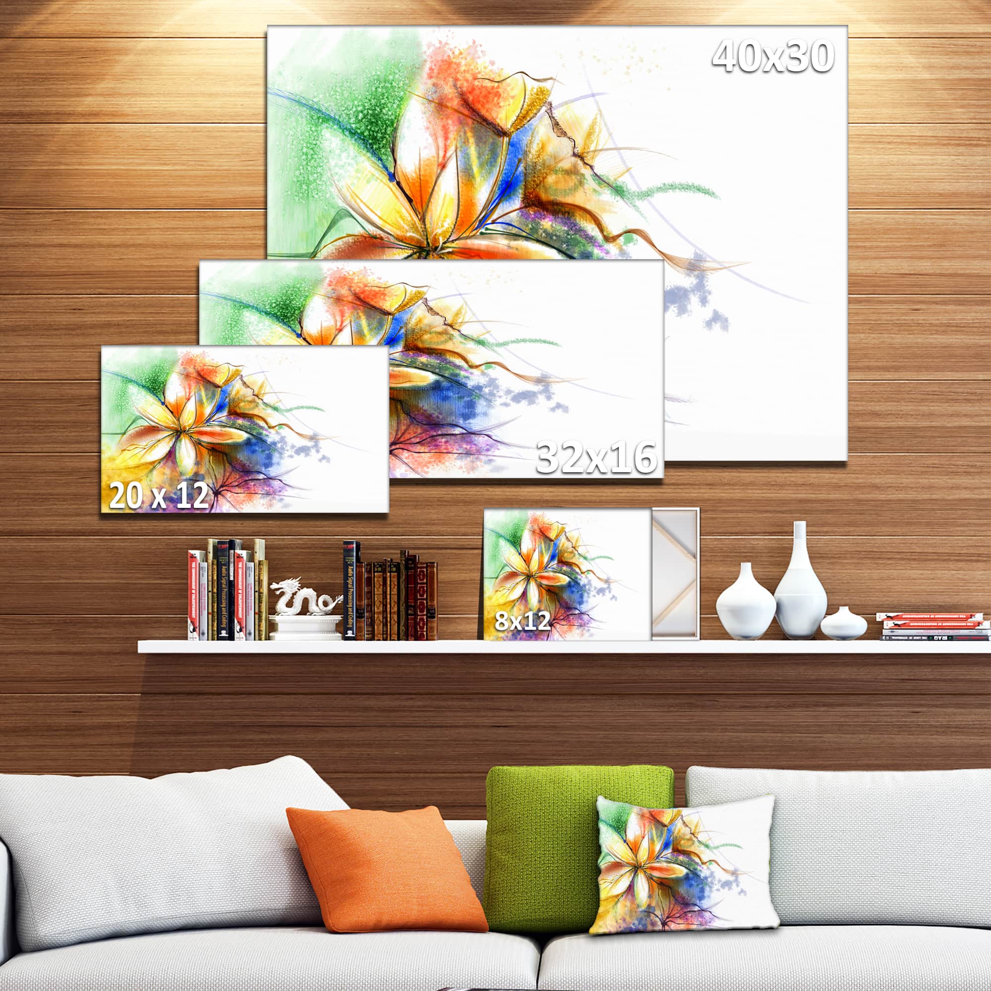 Designart - Abstract Multi color Flower Fusion - Large Flower Canvas Wall Art