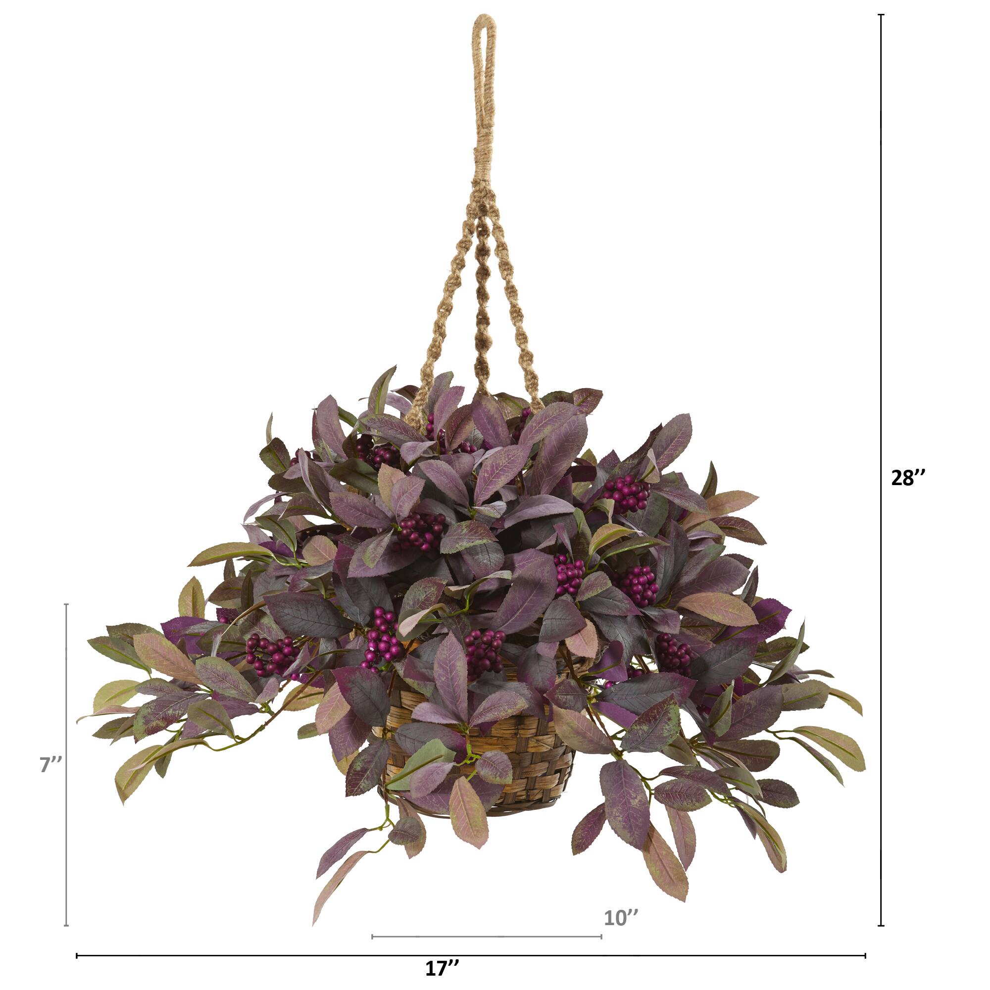 17" Fall Laurel Leaf with Berries Hanging Basket