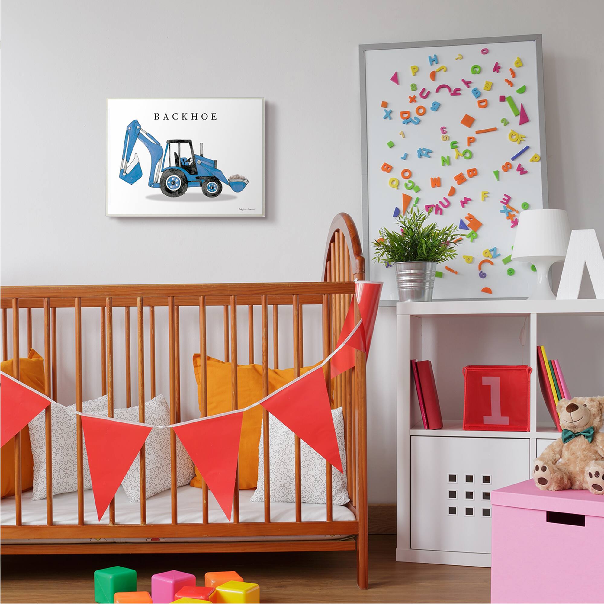 Stupell Industries Blue Backhoe Construction Truck Wall Plaque