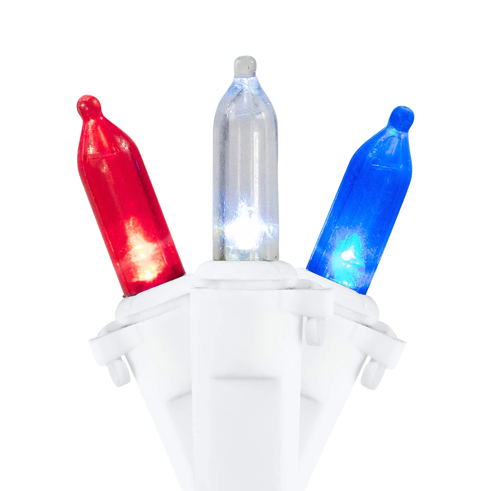 32737508 50-Count Red White Blue 4th of July LED Mini Light Set, 15.5 ft. White Wire