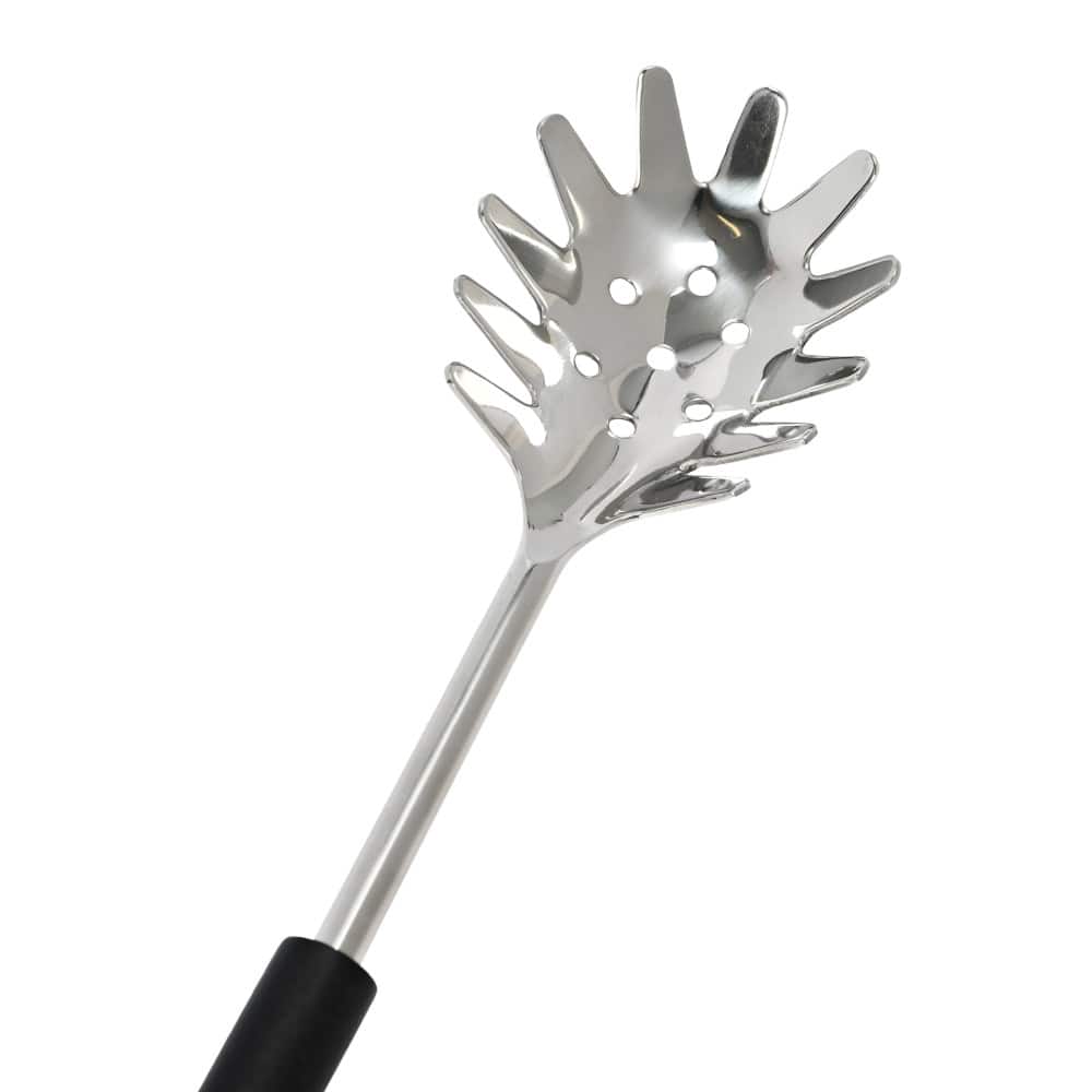 Hello Honey® Stainless Steel Slotted Pasta Server with Wood Handle
