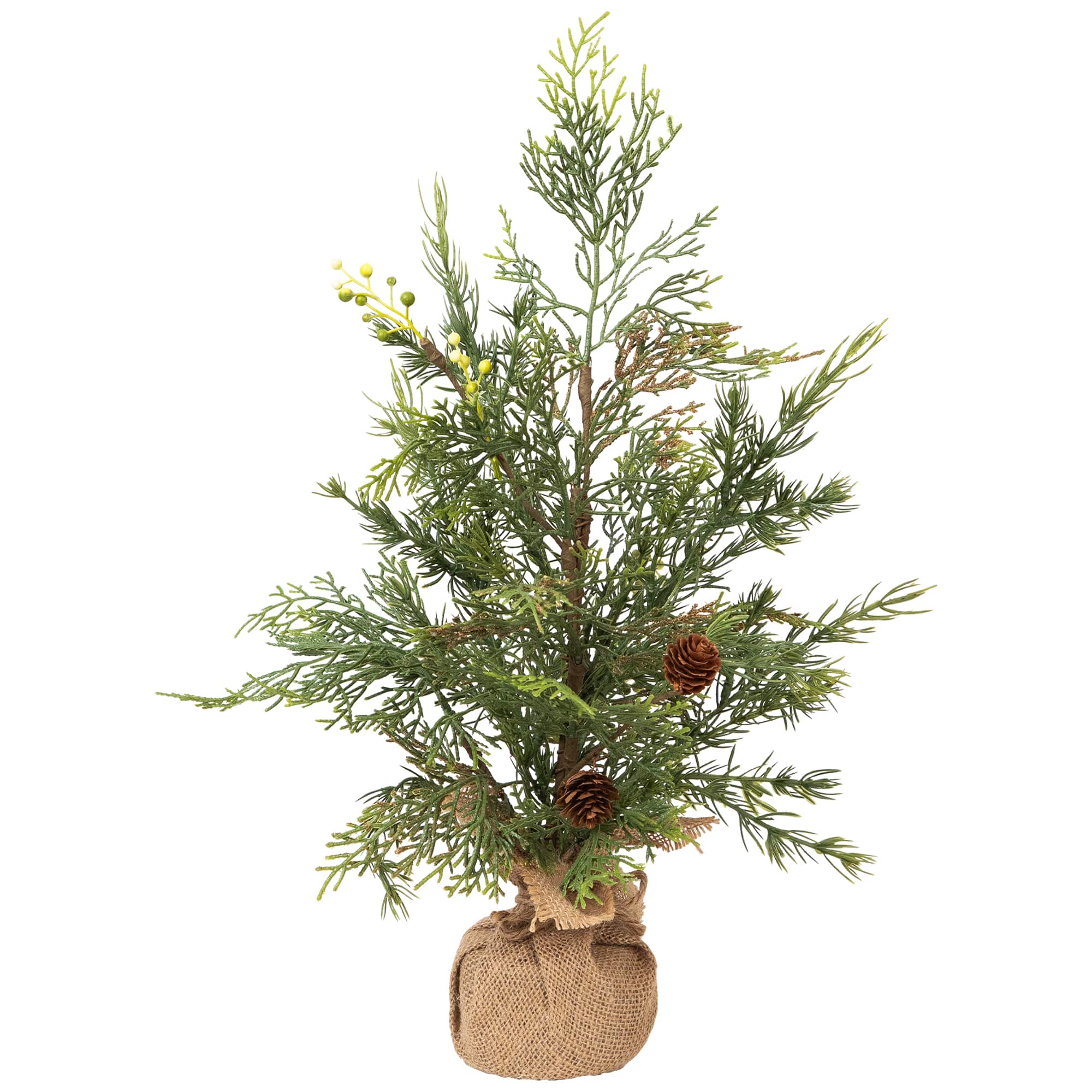 Northlight 20" Unlit Cypress, Berries & Pinecones Artificial Christmas Tree with Burlap Base