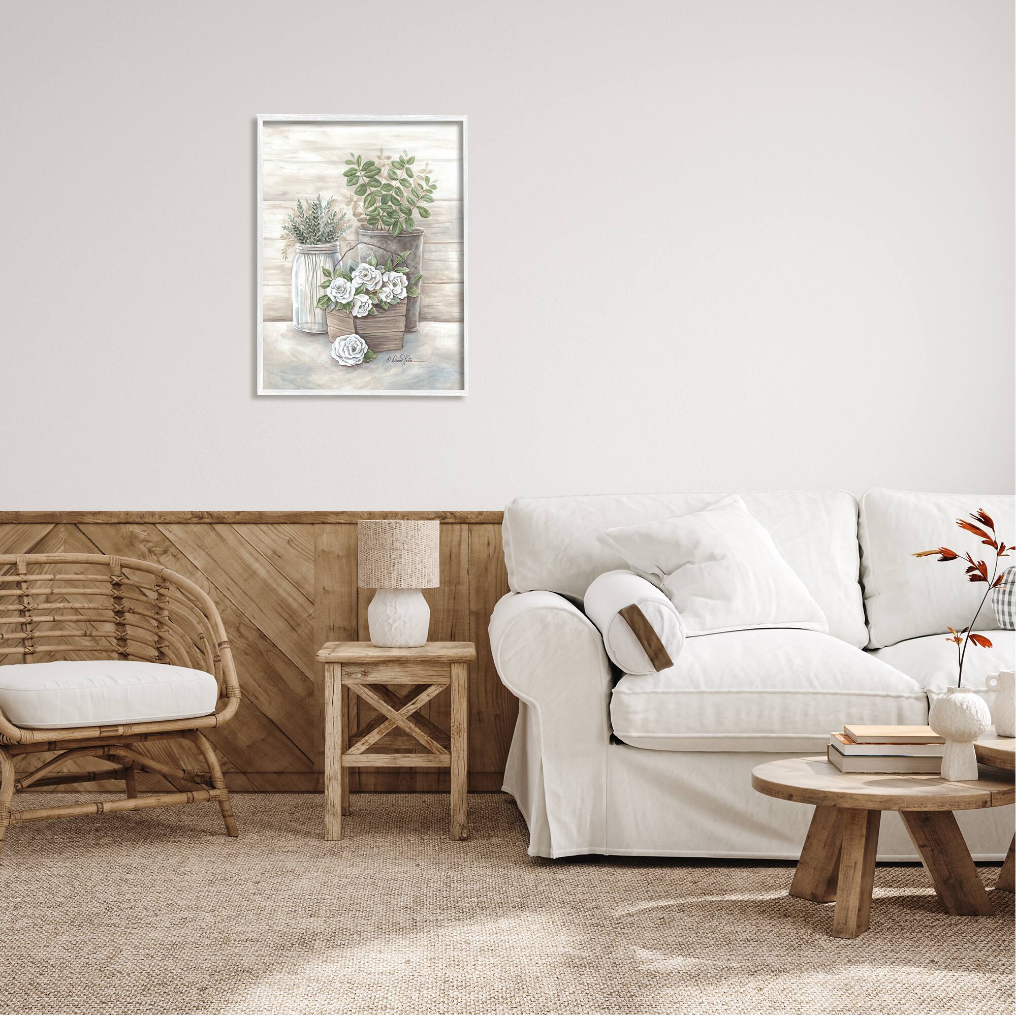 Stupell Industries Country Succulents Botanicals Rustic Jar Framed Giclee Art