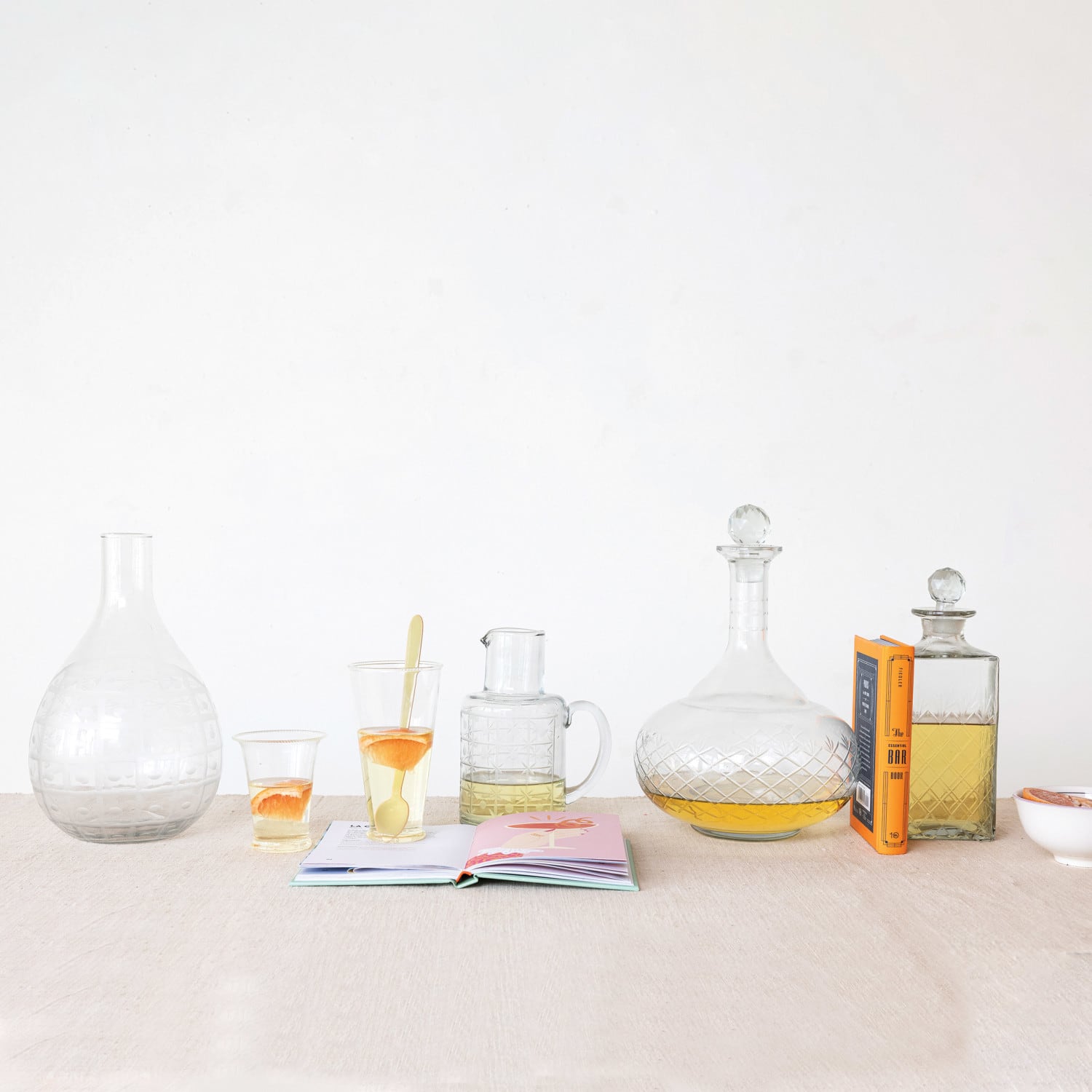 Hello Honey® 12oz. Clear Round Reclaimed Etched Glass Decanter with Tall Neck