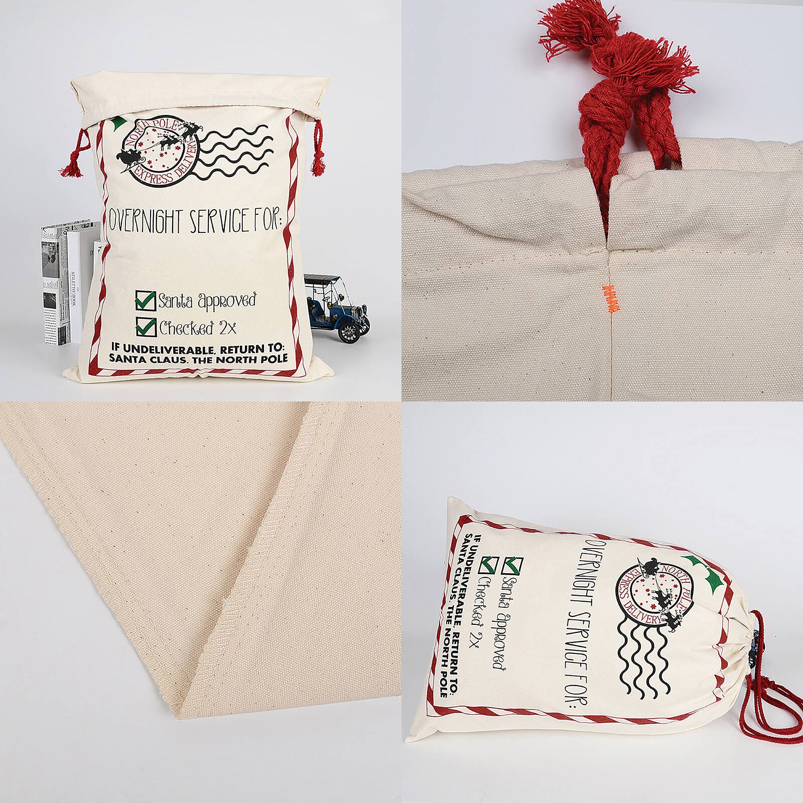 Personality Case™ 19" x 26" Candy Stripe Cotton Christmas Drawstring Bag