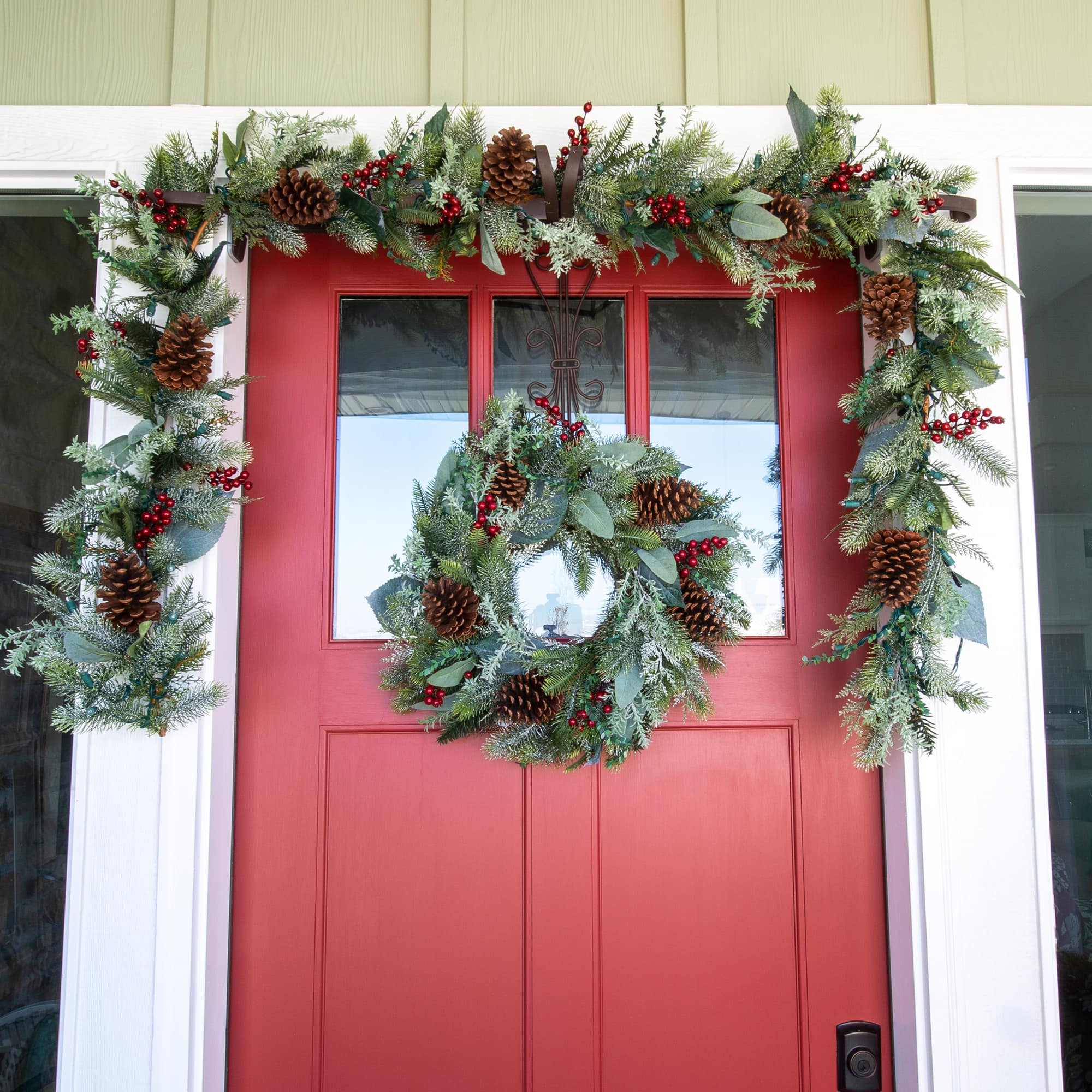 Village Lighting 24" Pre-Lit Winter Frost Christmas Wreath, Clear LED Lights