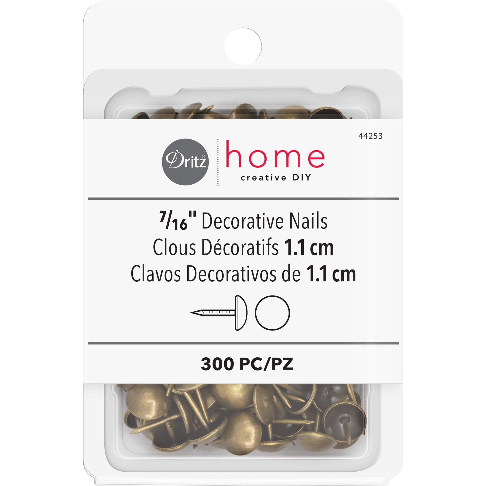 Dritz® Home 7/16" Antique Brass Smooth Decorative Nails, 300ct.