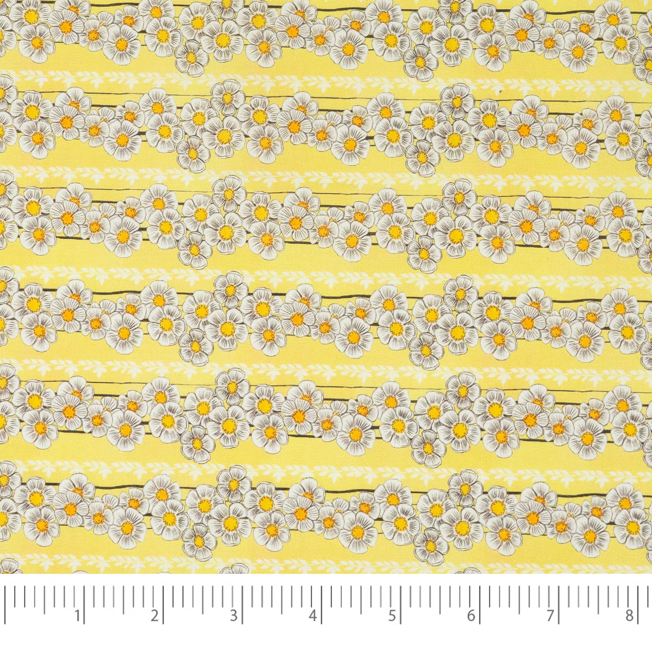 Stitch & Sparkle Maries Picnic Collection Light Yellow Daisy Fabric