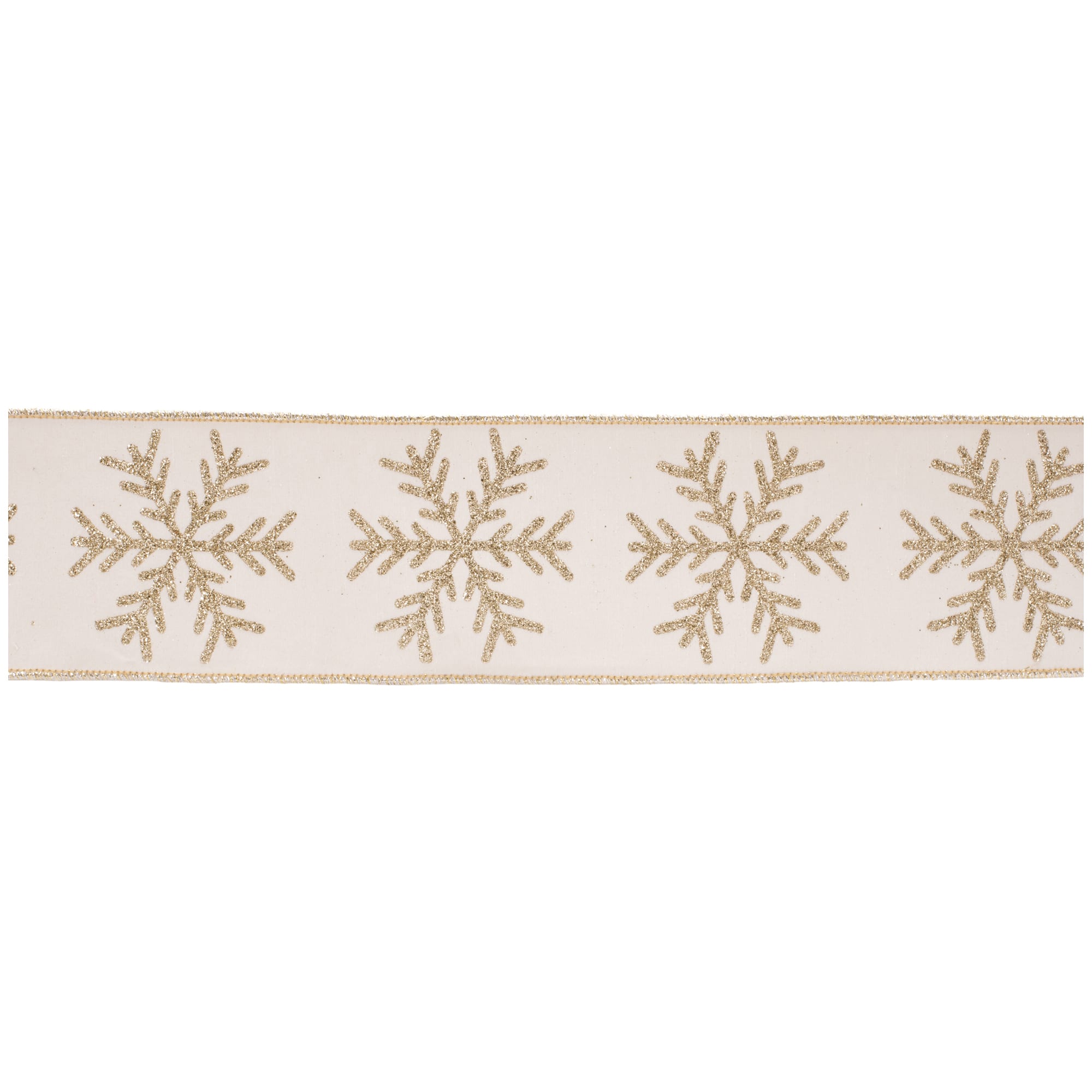 4" x 5yd. Glittered Snowflake Wired Ribbon