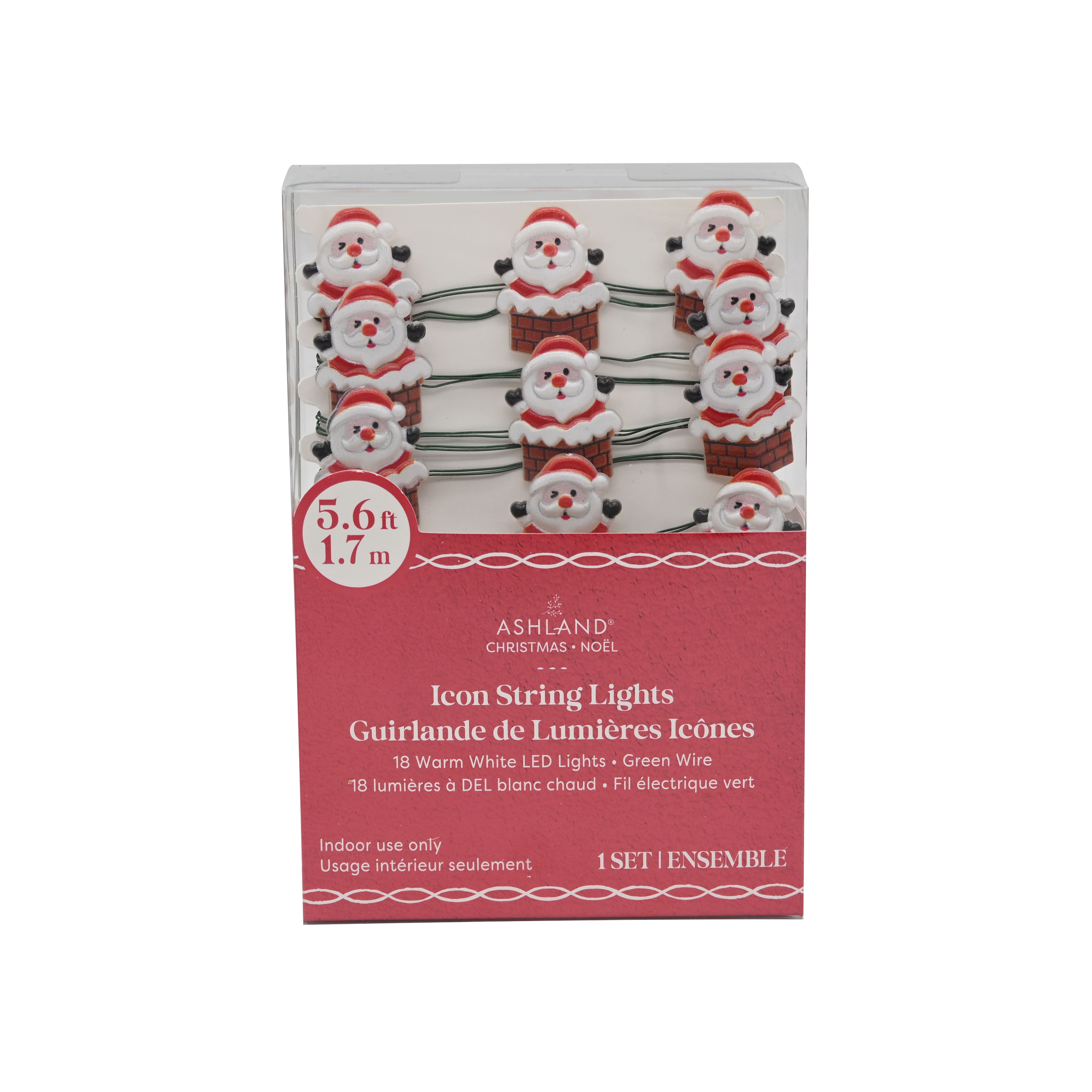 18ct. Warm White LED Santa in Chimney String Lights on Silver Wire by Ashland®