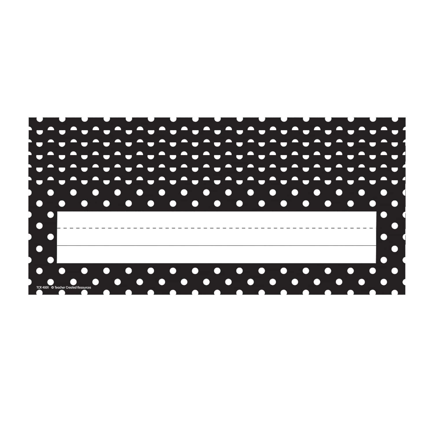 Teacher Created Resources® 3.5" x 11.5" Black Polka Dots Flat Name Plates, 216ct. in Black/White | Michaels®