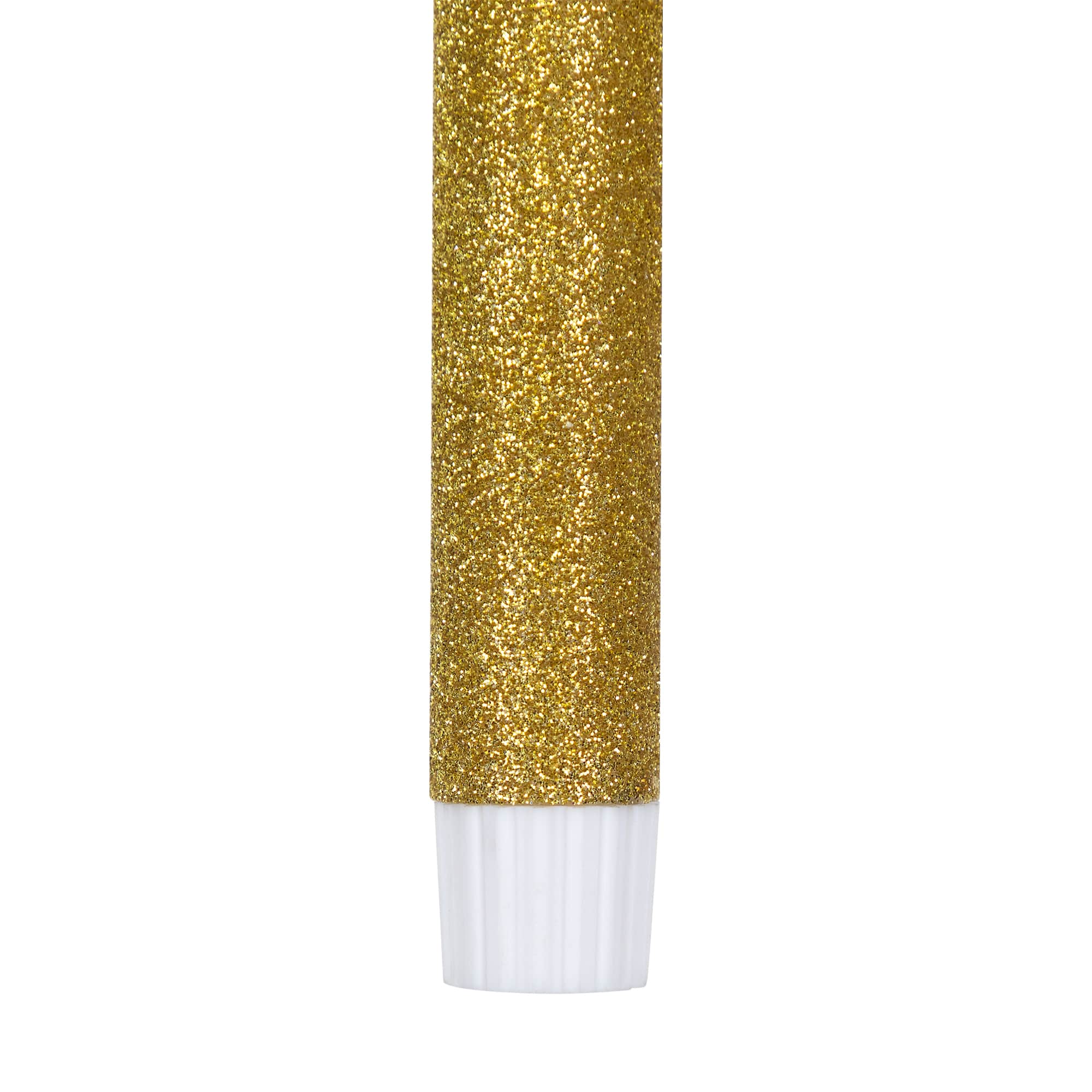 12" Gold Glittered Flameless Taper Candles, 2ct.