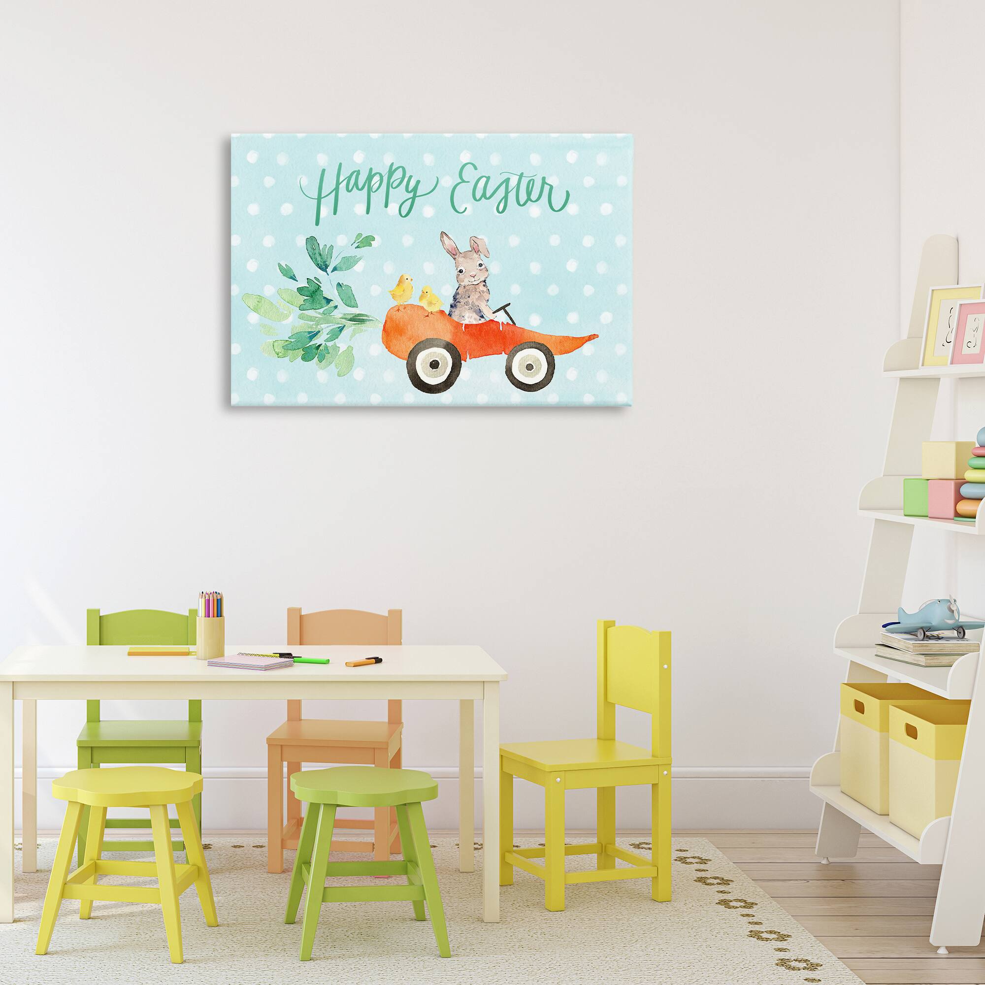 Stupell Industries Easter Carrot Car Bunny Canvas Wall Art