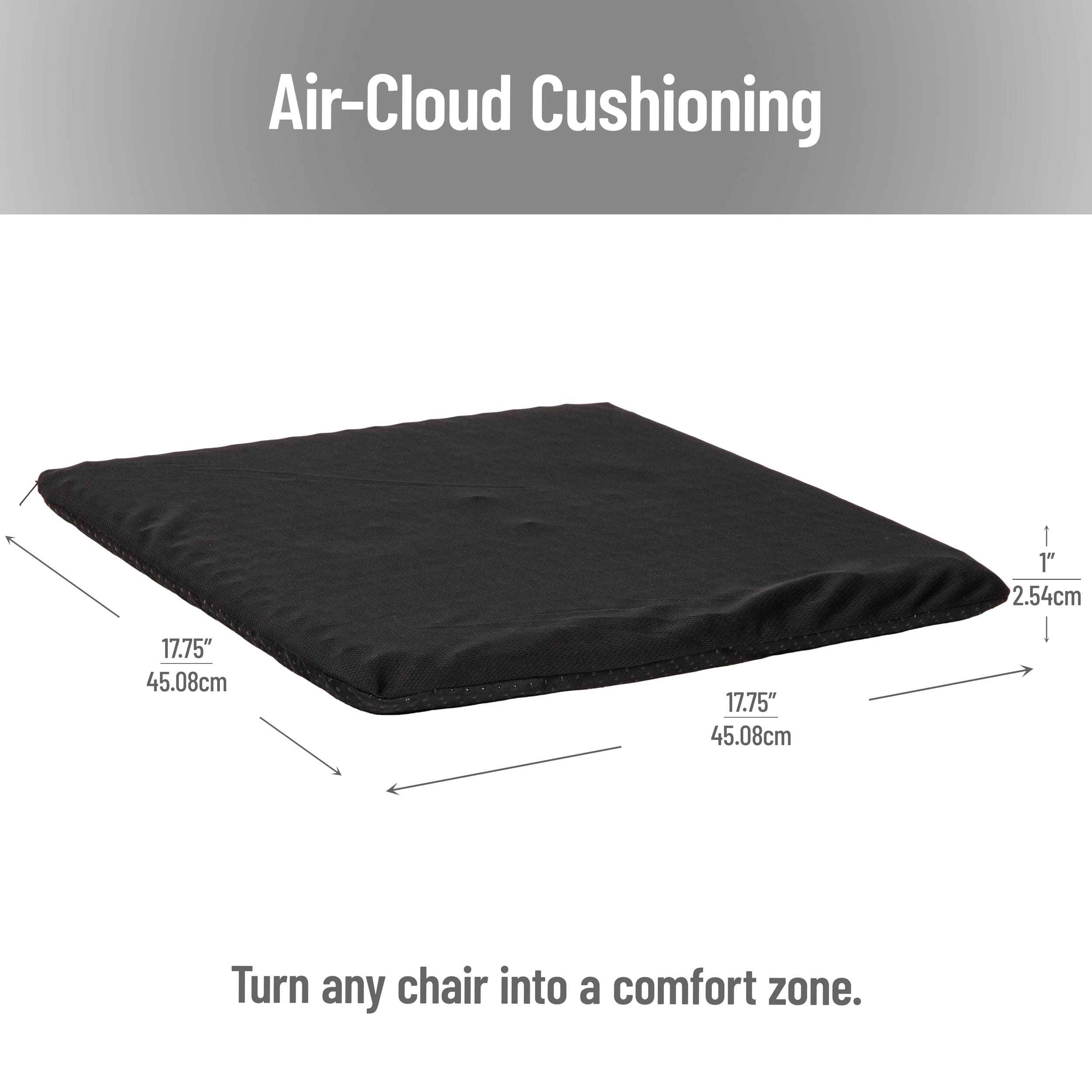 Mind Reader Seat Cushion with Gel Core, Ergonomic Pressure Relief for Tailbone, Hip, Coccyx & Sciatica Pain, Office, Car, Wheelchair, Black