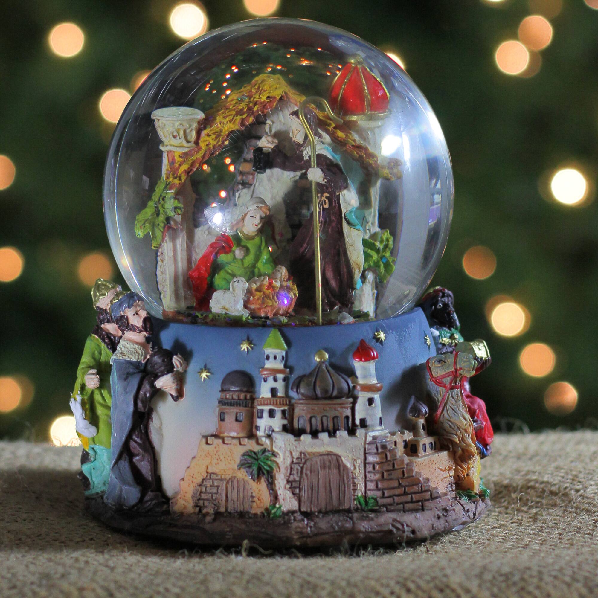 6" Nativity Manger Scene Musical Christmas Snow Globe