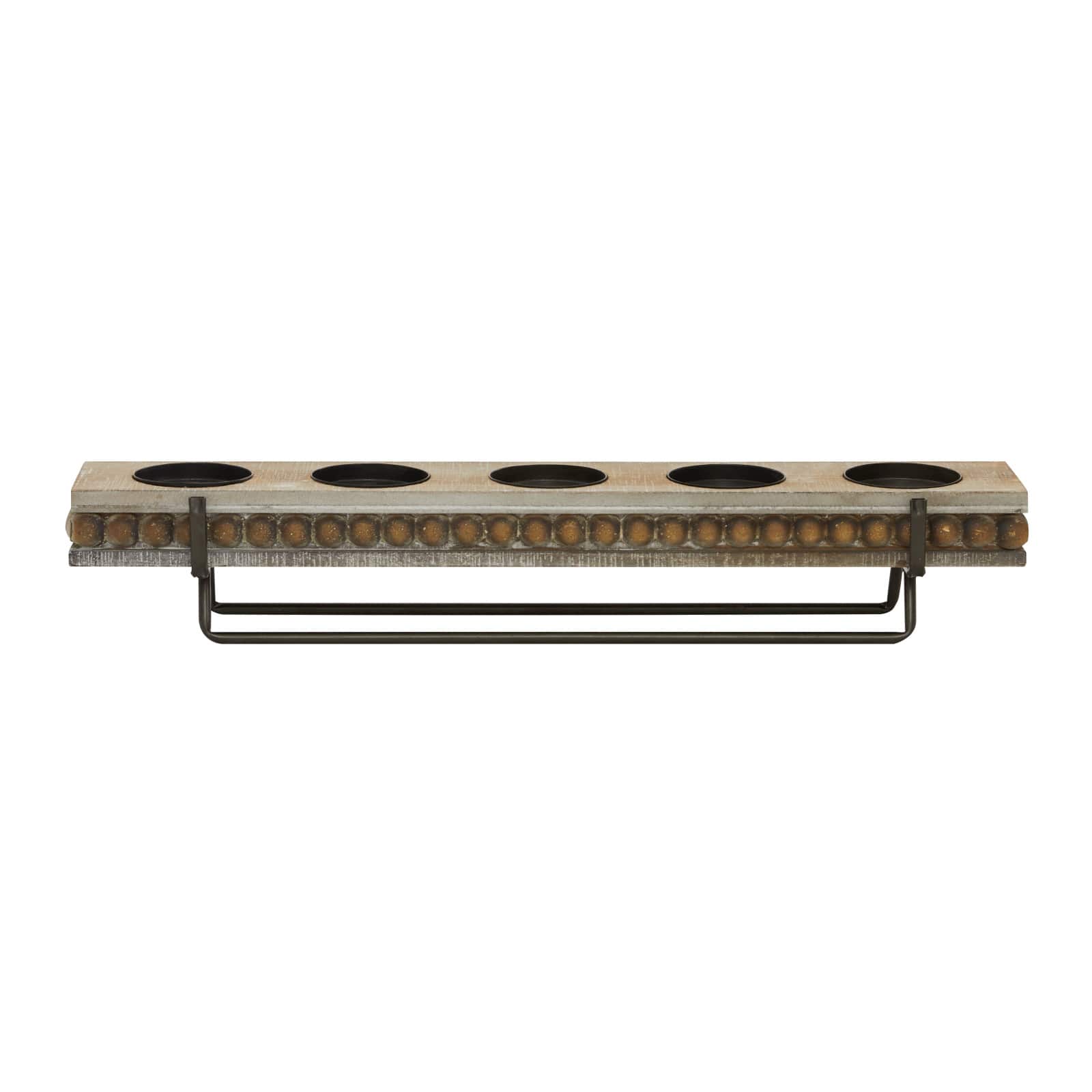 24" Brown Wood Natural Candlestick Holder