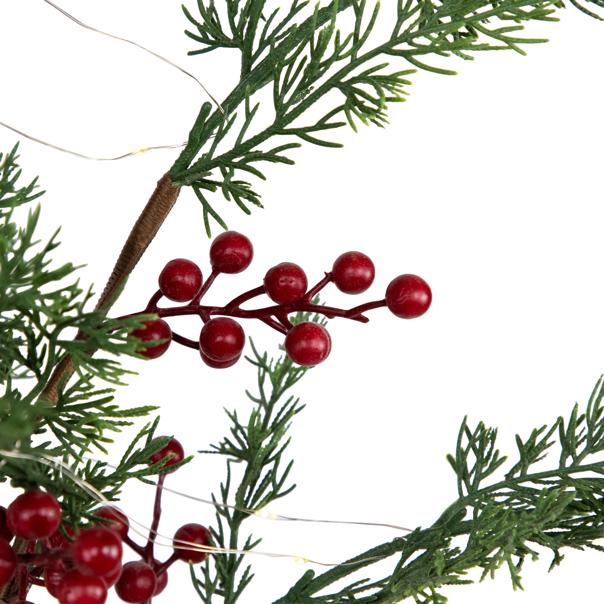 3ft. Pre-Lit Potted Berries & Pine Artificial Christmas Tree, Warm White LED Lights