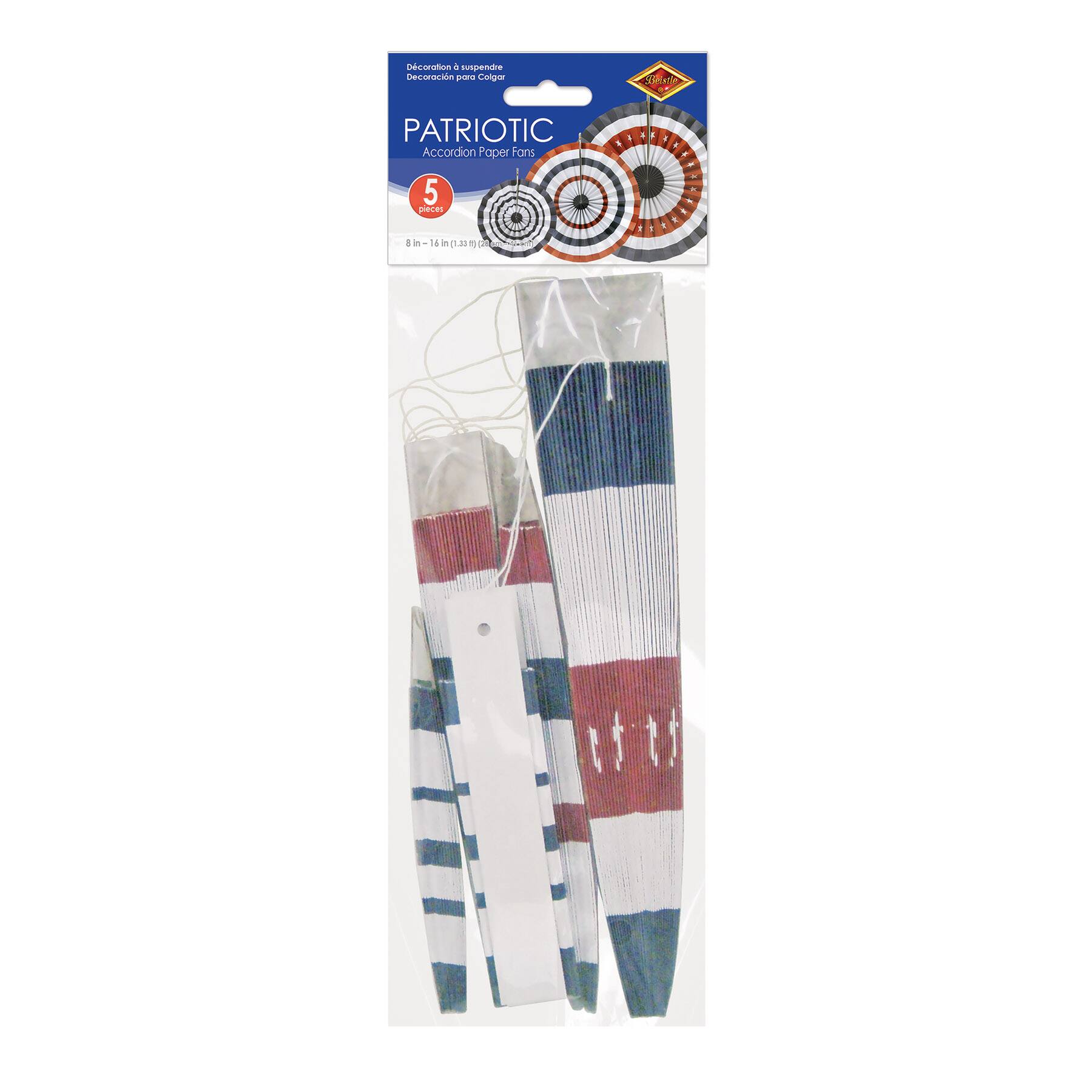 Beistle Patriotic Accordion Paper Fans Set