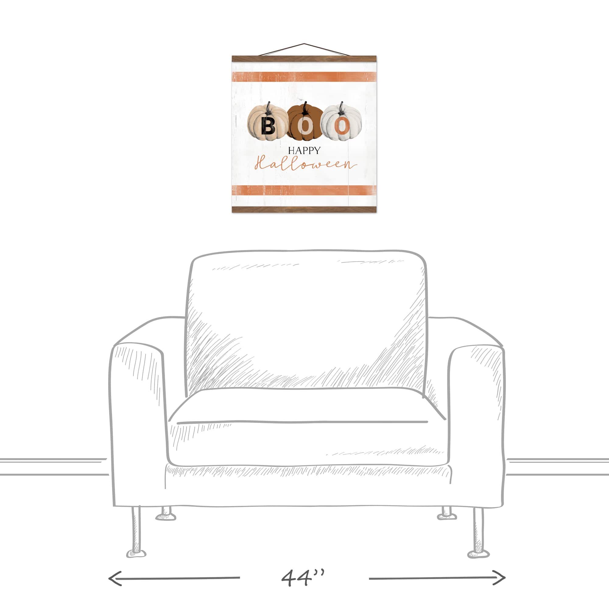 Halloween Pumpkins Teak Hanging Canvas