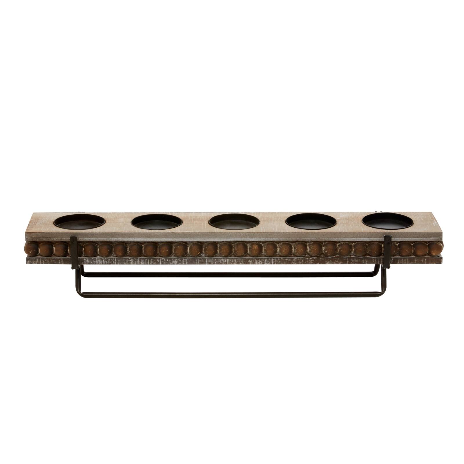 24" Brown Wood Natural Candlestick Holder