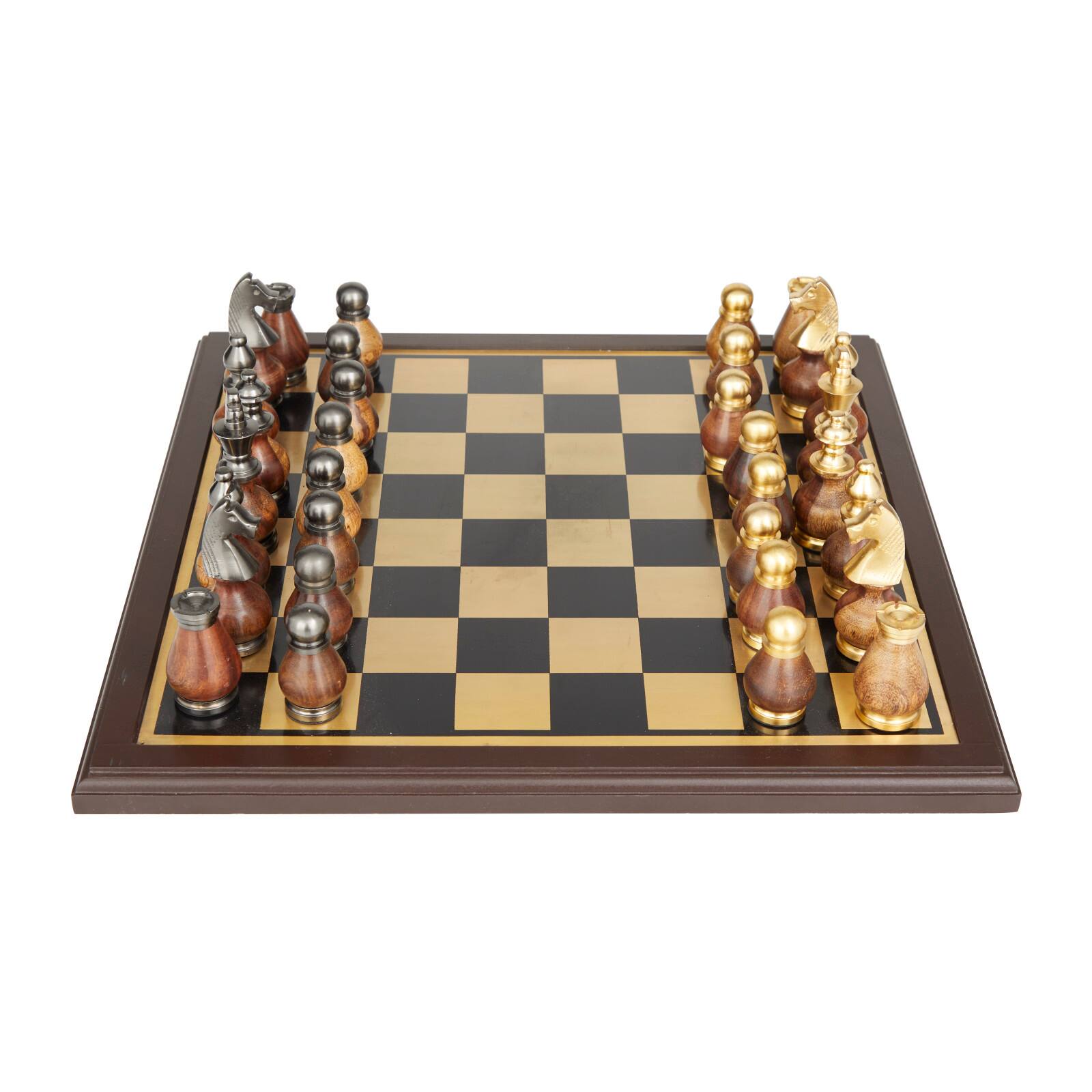 Gold Aluminum Contemporary Game Set, 16" x 16" x 4"