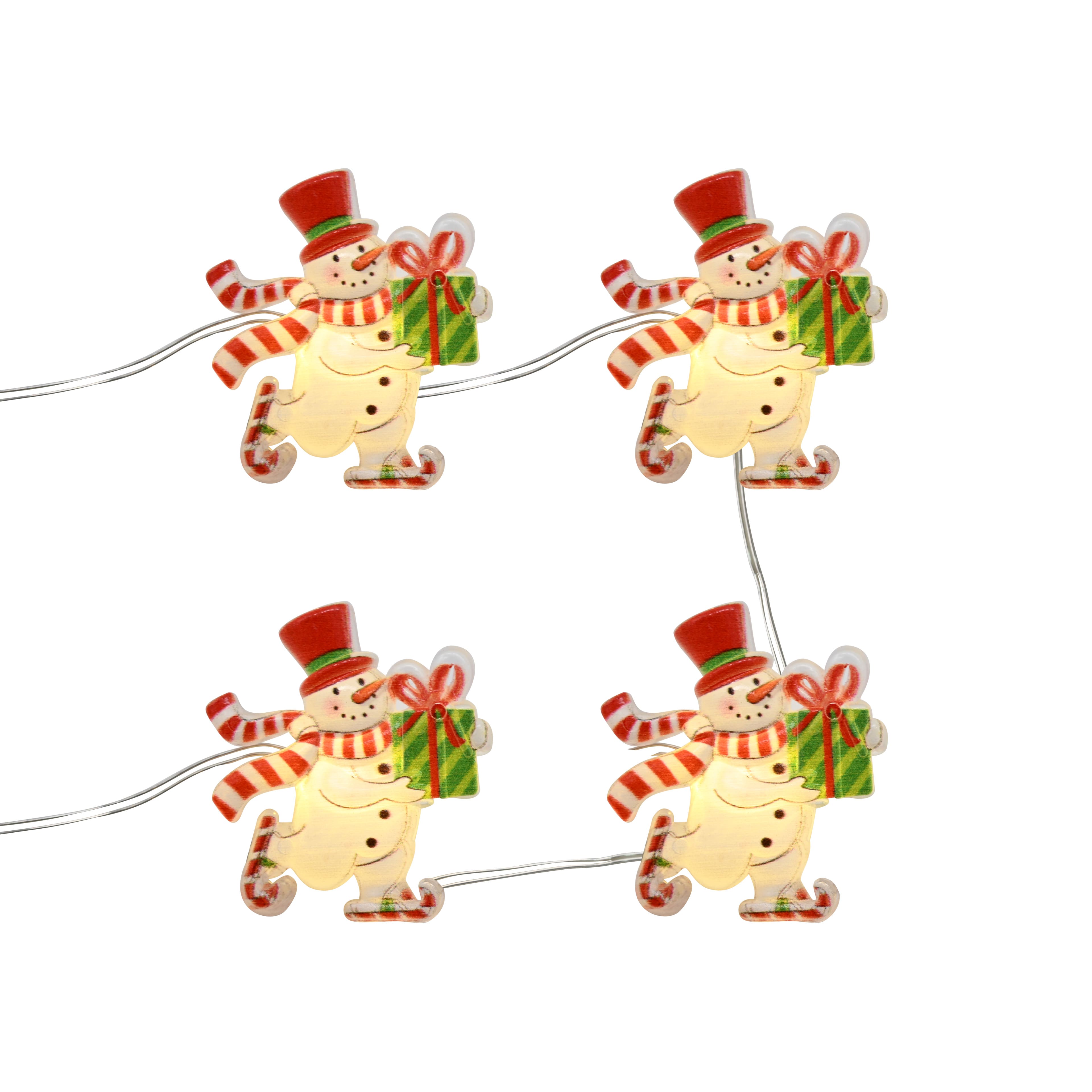 18ct. Warm White LED Skating Snowman String Lights on Silver Wire by Ashland®