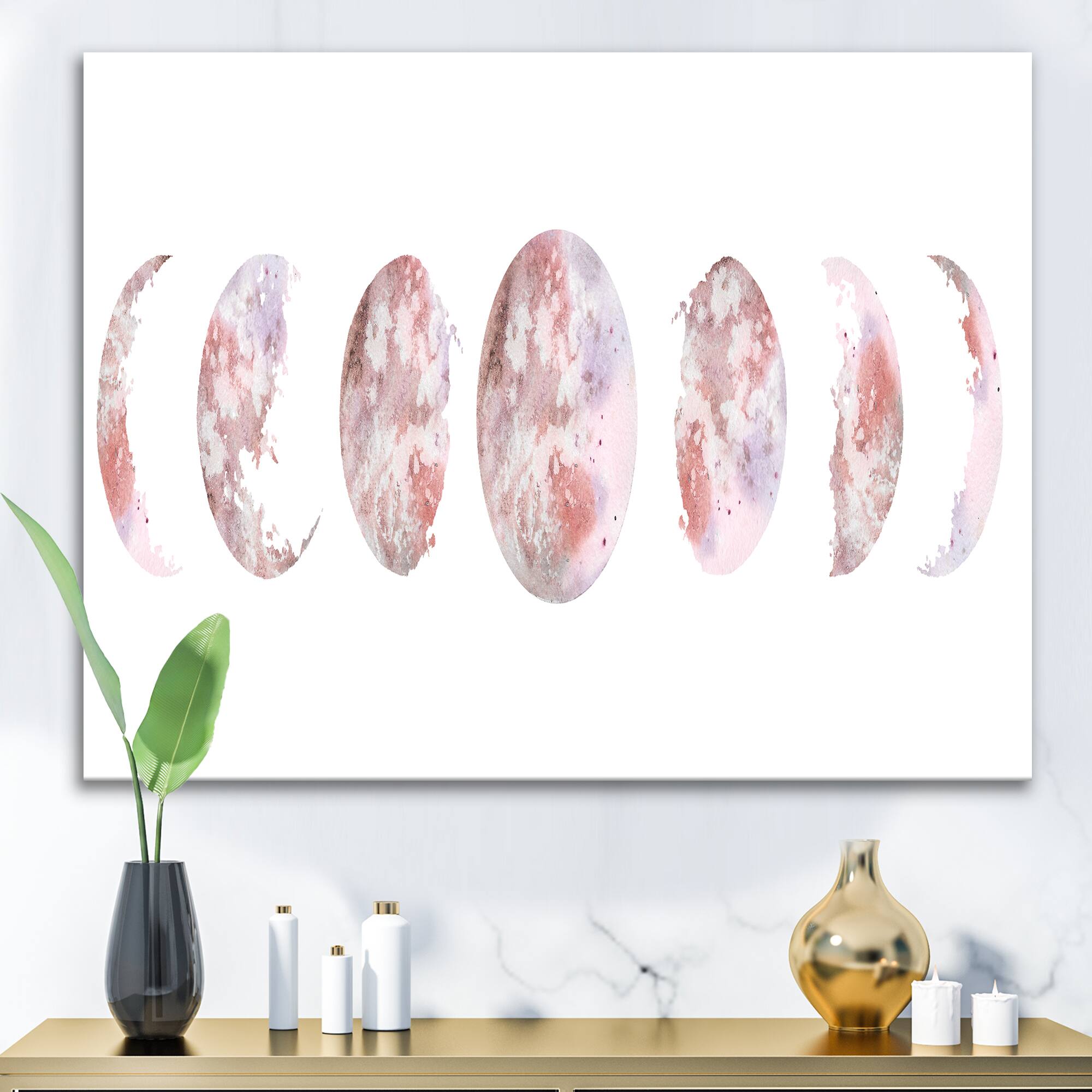 Designart - Moon Phases - Modern Canvas Wall Art Print