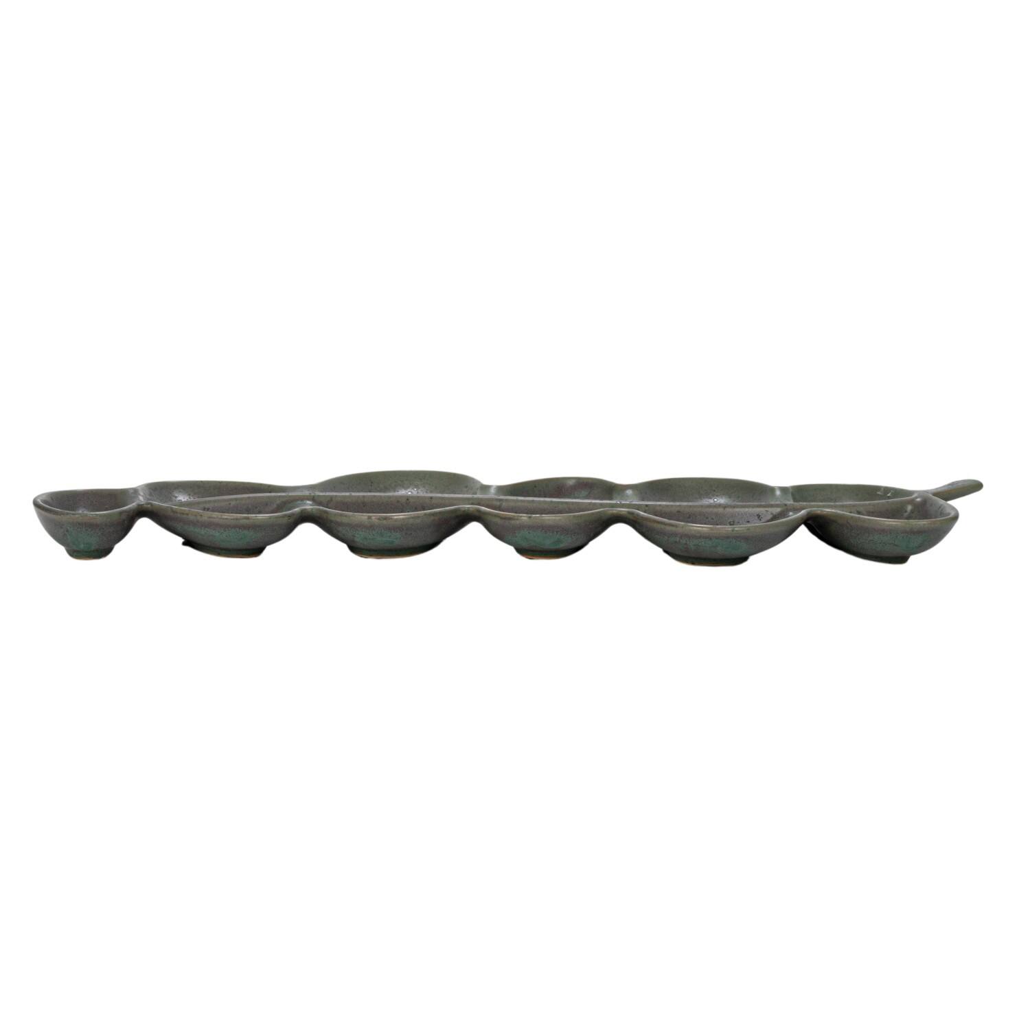 Hello Honey® 20.5" Matte Brown Stoneware Abstract Leaf Shaped Plate
