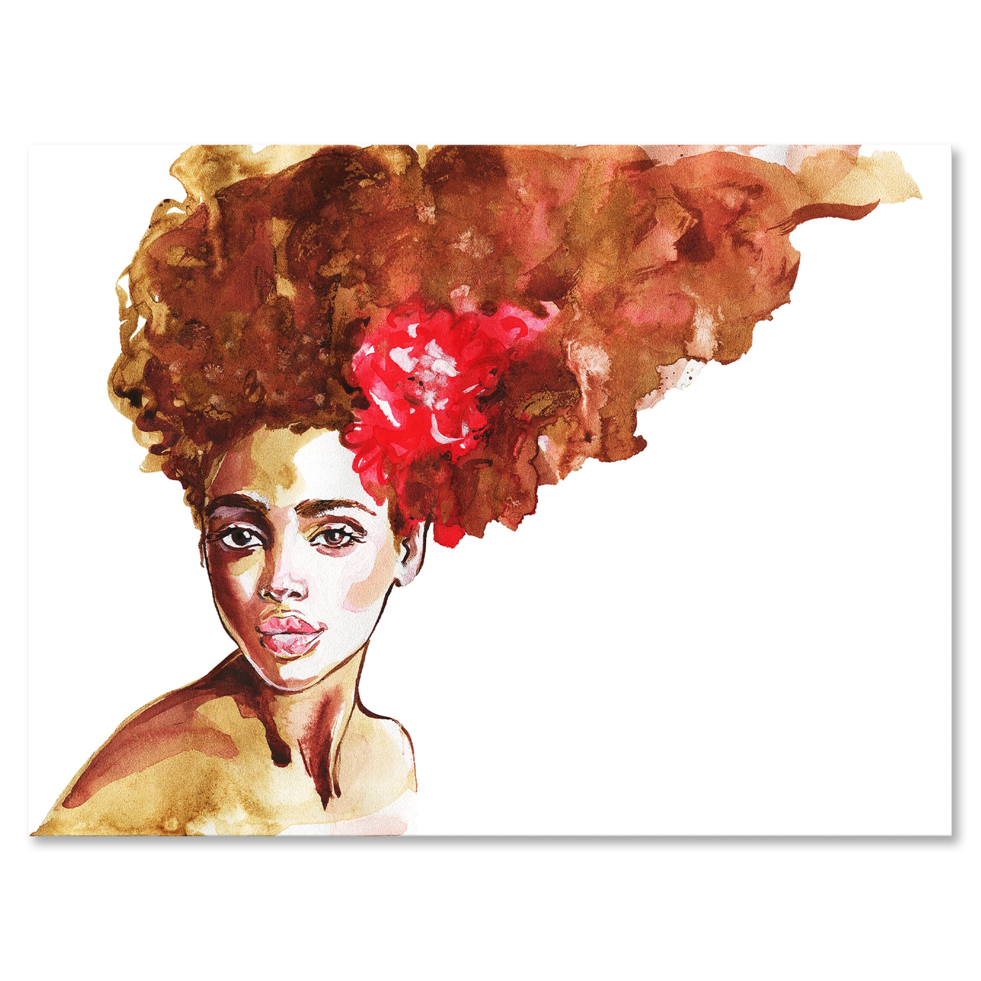 Designart - Portrait of Young African American Woman II - Modern Canvas Wall Art Print