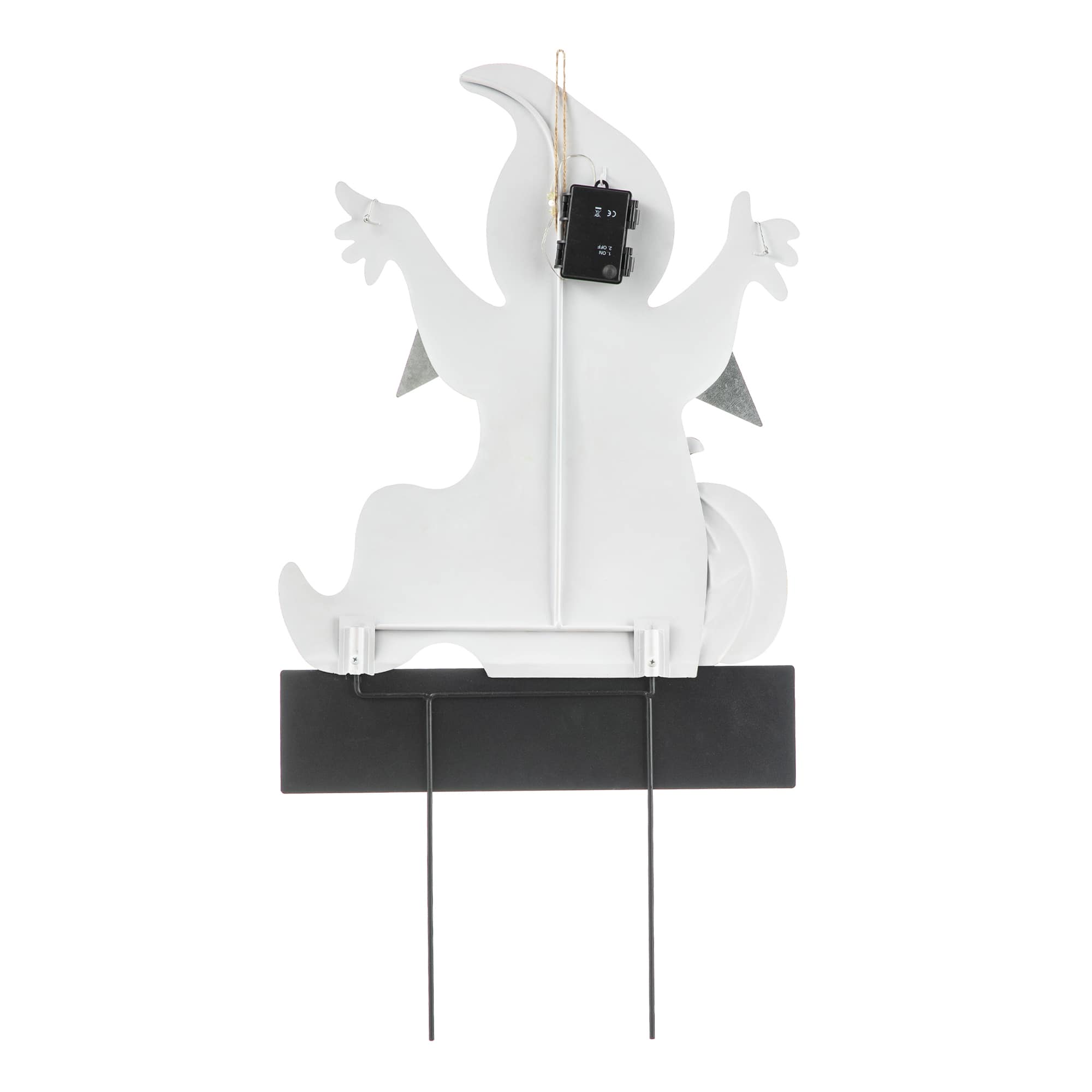 Glitzhome® 32" Lighted Metal Halloween Ghost Yard Stake with Timer