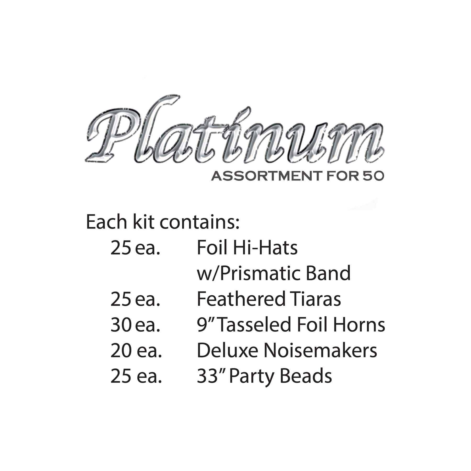 Beistle Silver & White New Year Platinum Party Favor Kit for 50