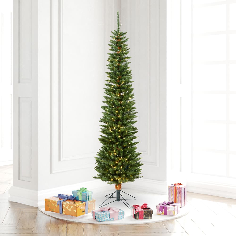 6.5ft. Pre-Lit Durham Pole Pine Artificial Christmas Tree, Warm White Dura-Lit® LED Lights