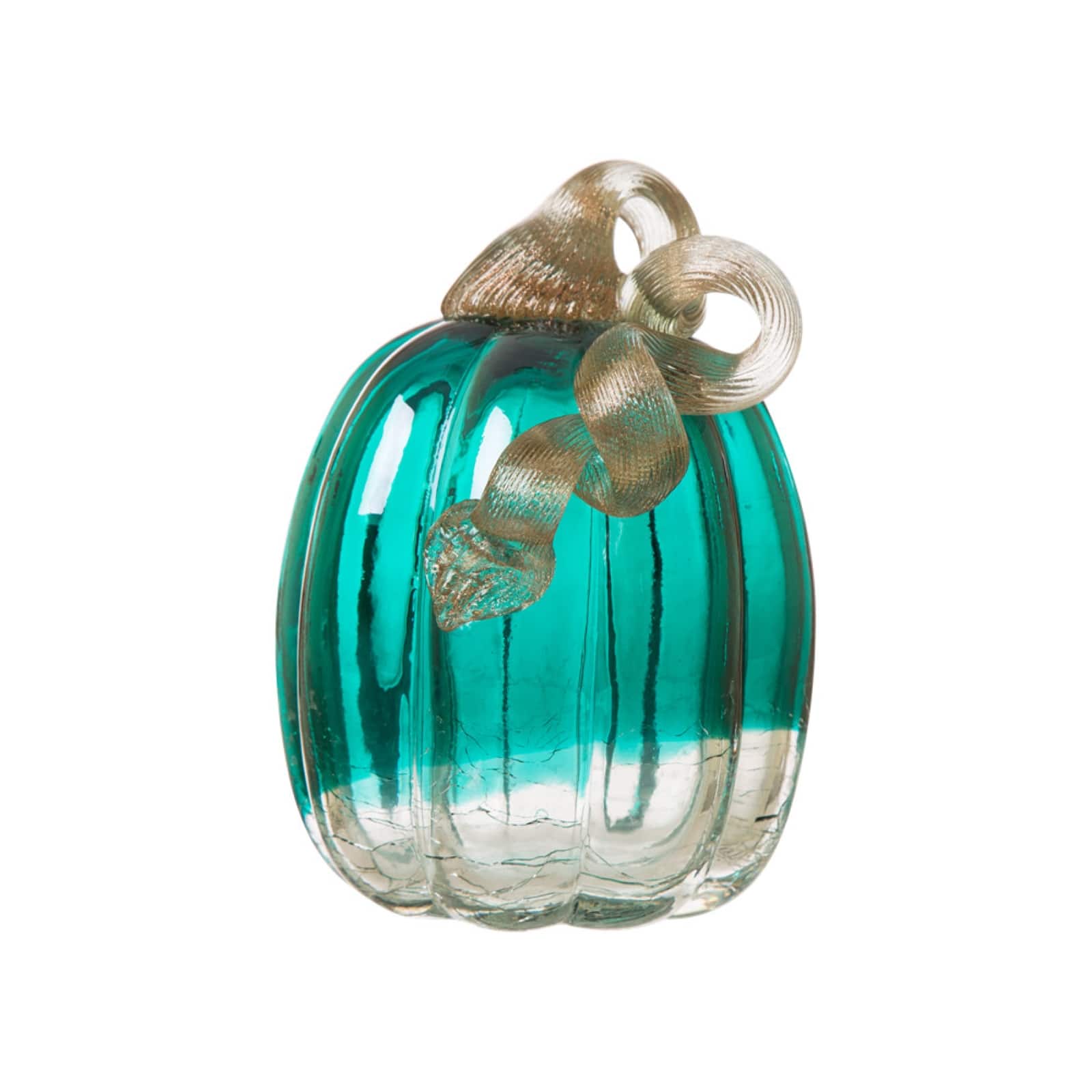 Glitzhome® Crackle Glass Pumpkin, Turquoise
