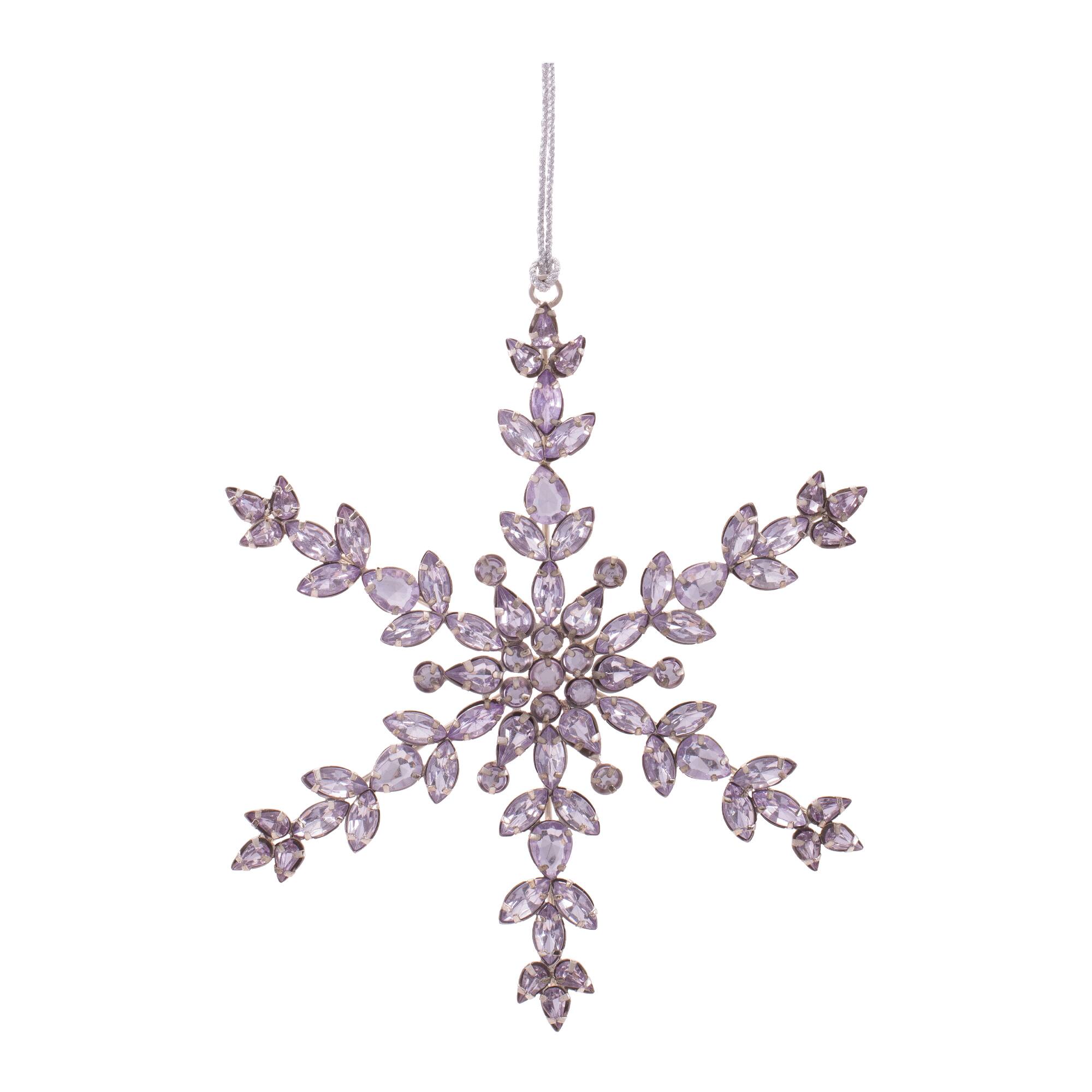 Melrose Purple Snowflake Jewel Ornaments Set
